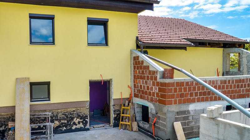 Baustelle Einfamilienhaus Errichtung eines Anbaus