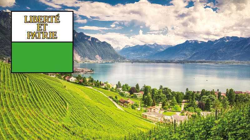 Waadt Weinberg Region Lavaux Genfer See Montreux Alpen