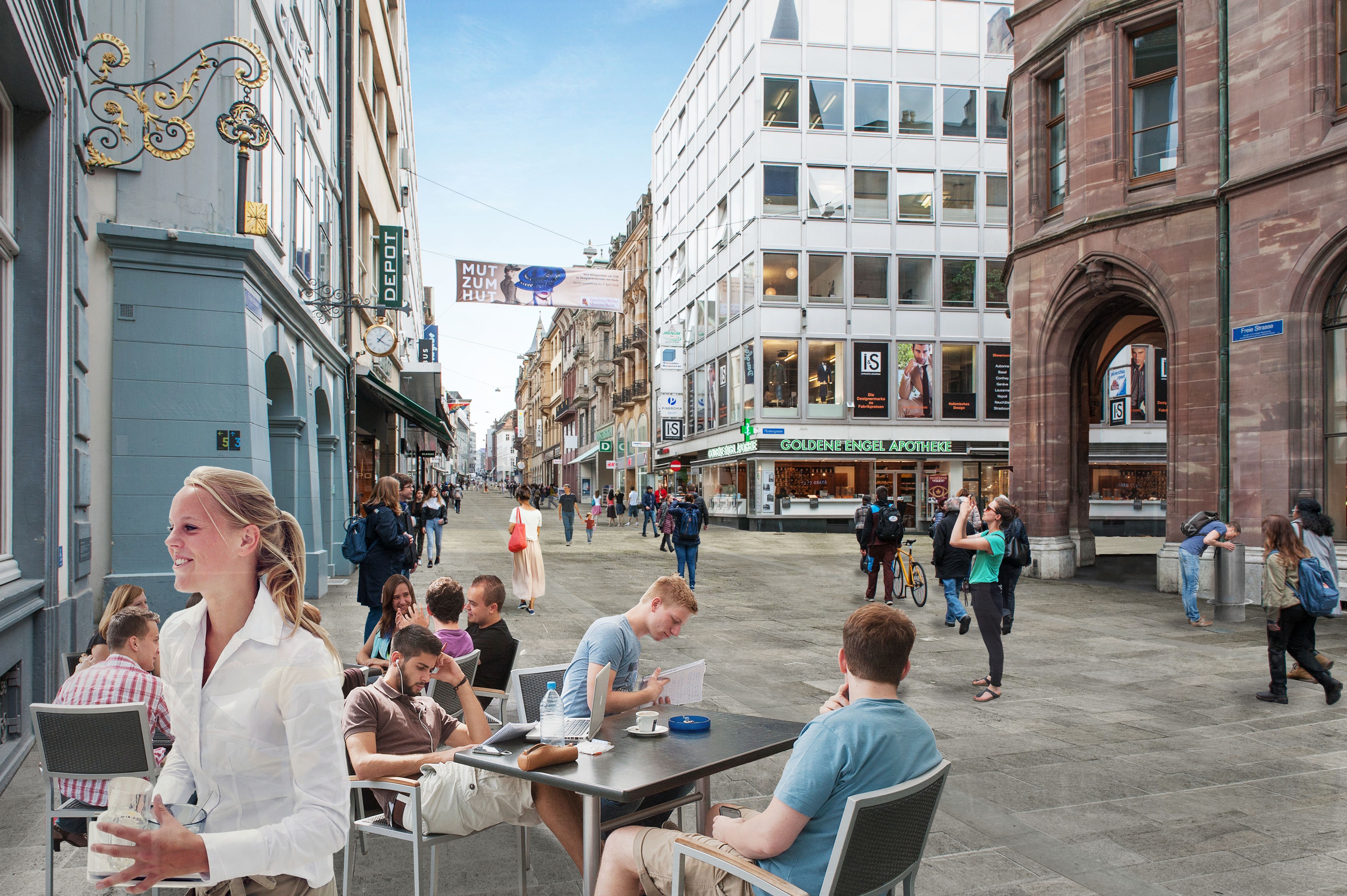 Visualisierung der unteren freien Strasse in Basel