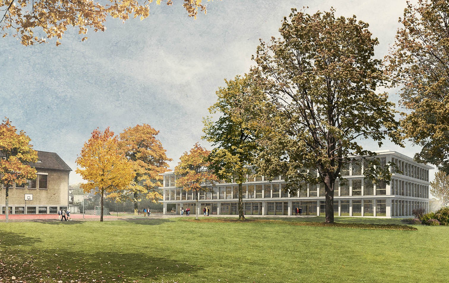 Visualisierung des Erweiterungsbaus des Gymnasiums Burgdorf