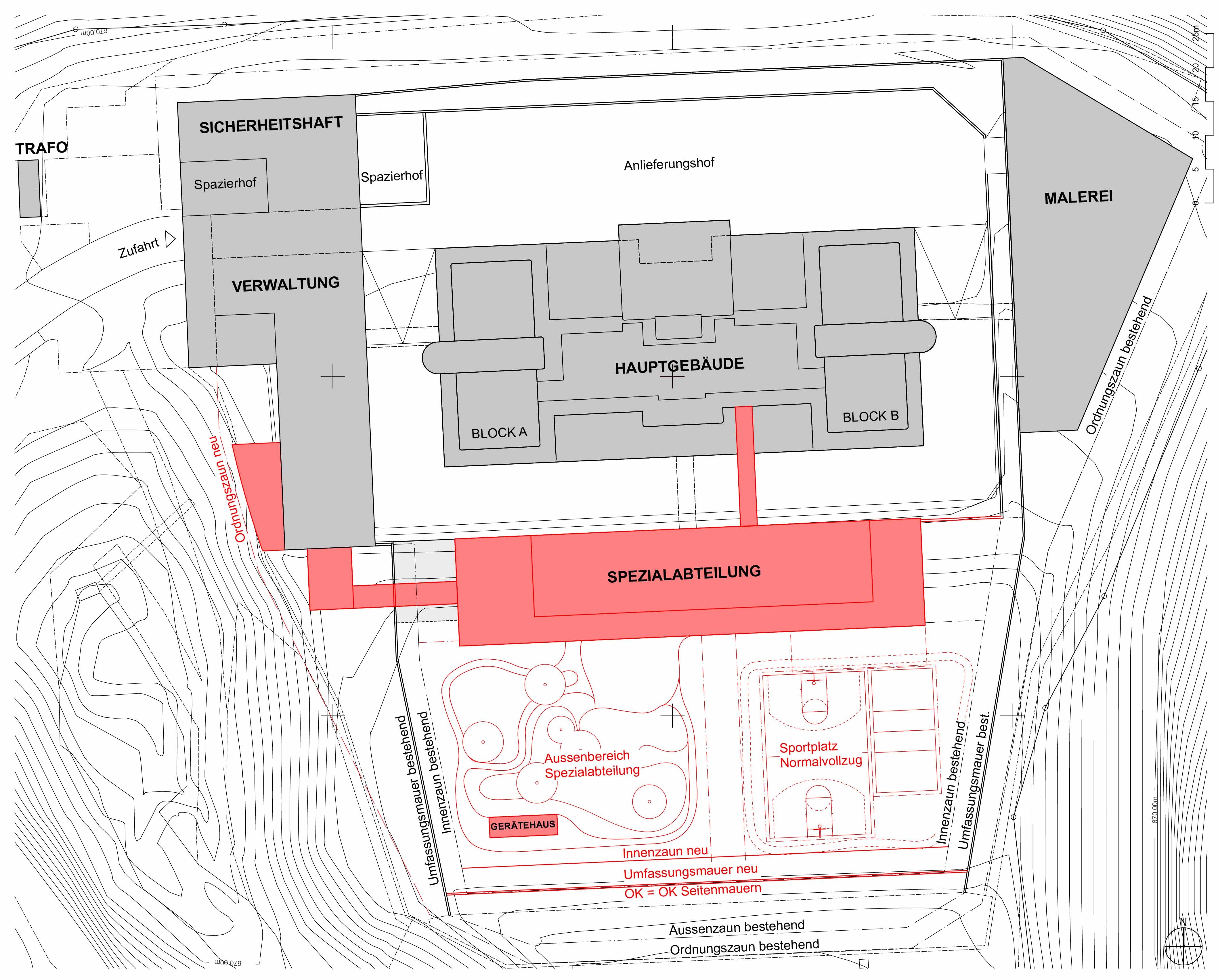 Situationsplan Justizvollzugsanstalt Bostadel