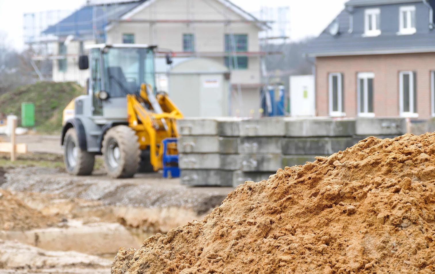 Baustelle für ein Einfamilienhaus