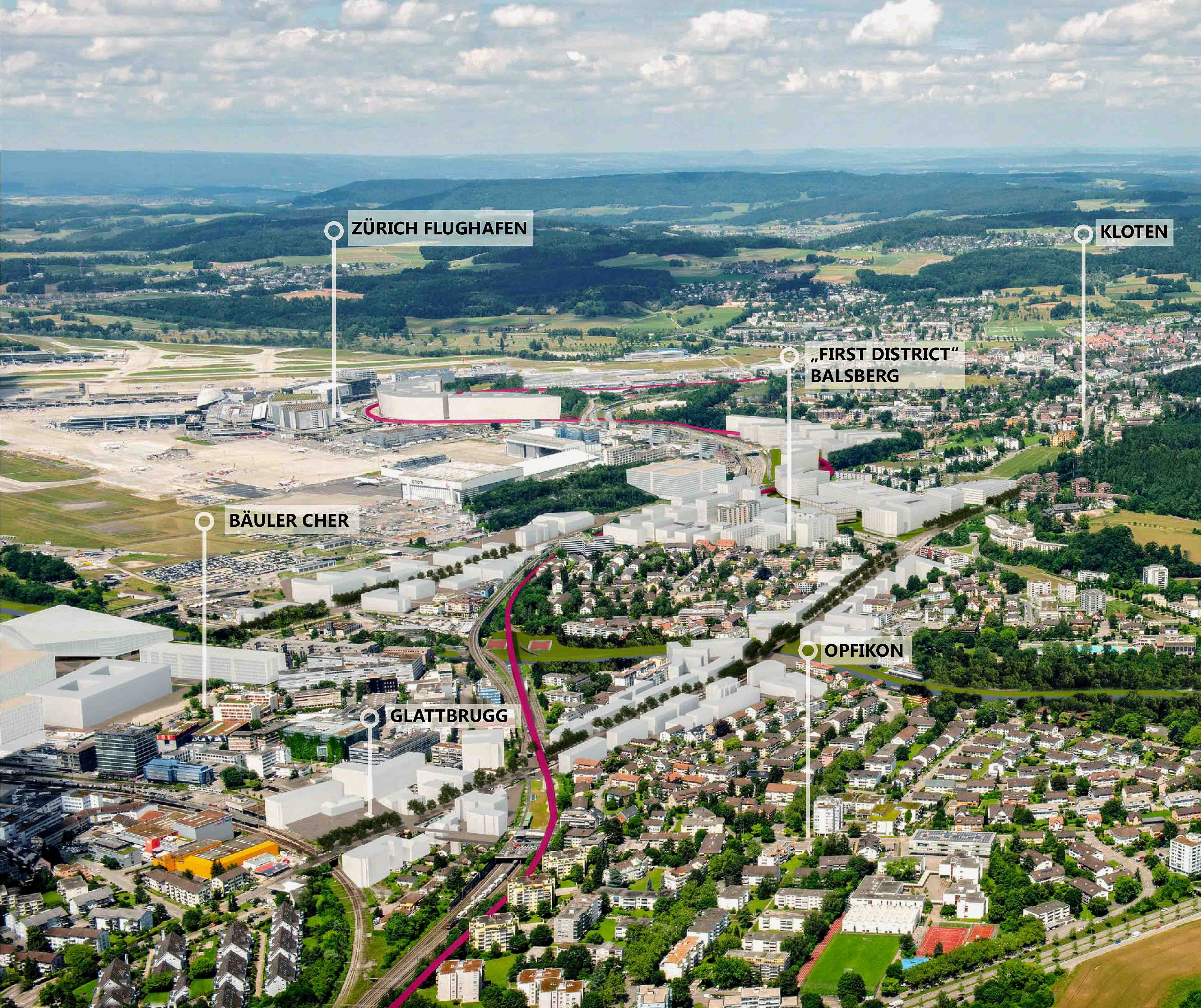 Gebietsübersicht Südwesten Flughafen Zürich