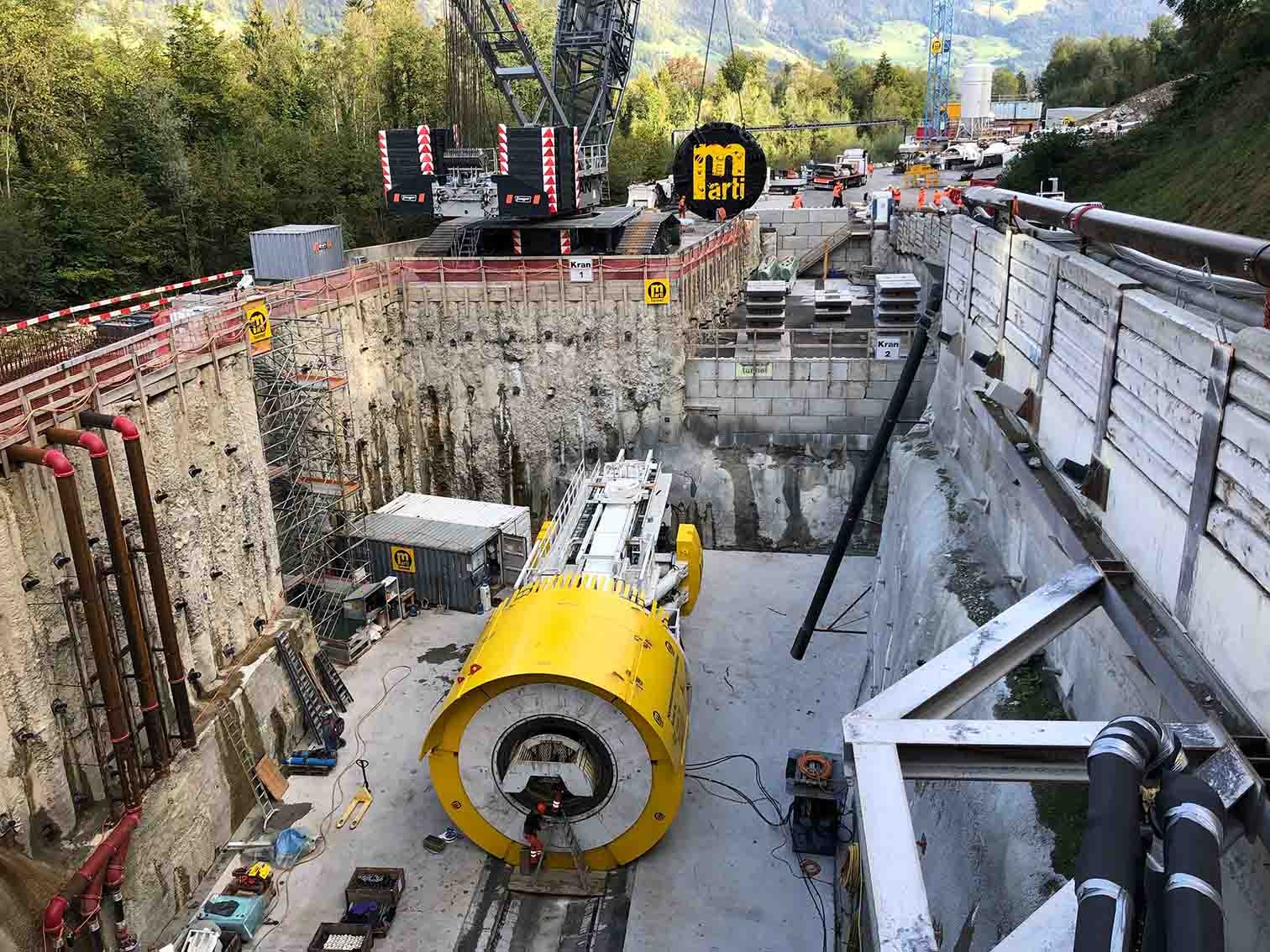 Bohrkopf für Hochwasserentlastungsstollen im Sarneraatal