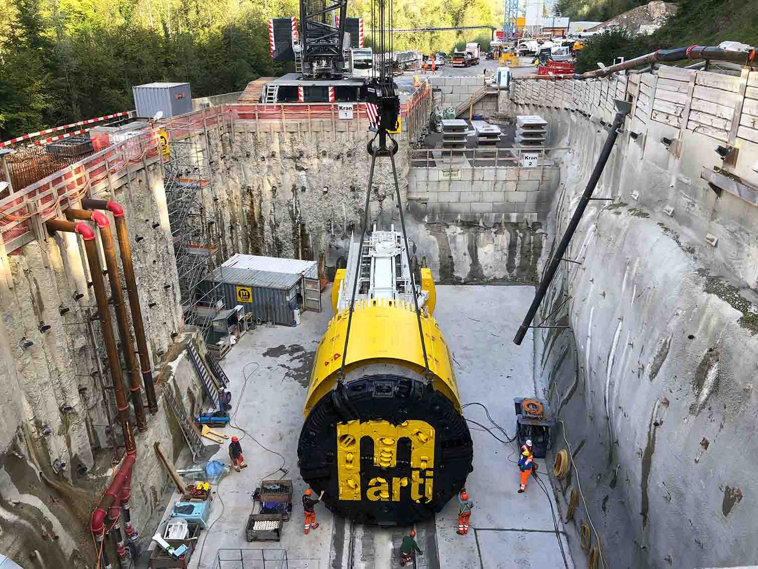 Bohrkopf für Hochwasserentlastungsstollen im Sarneraatal