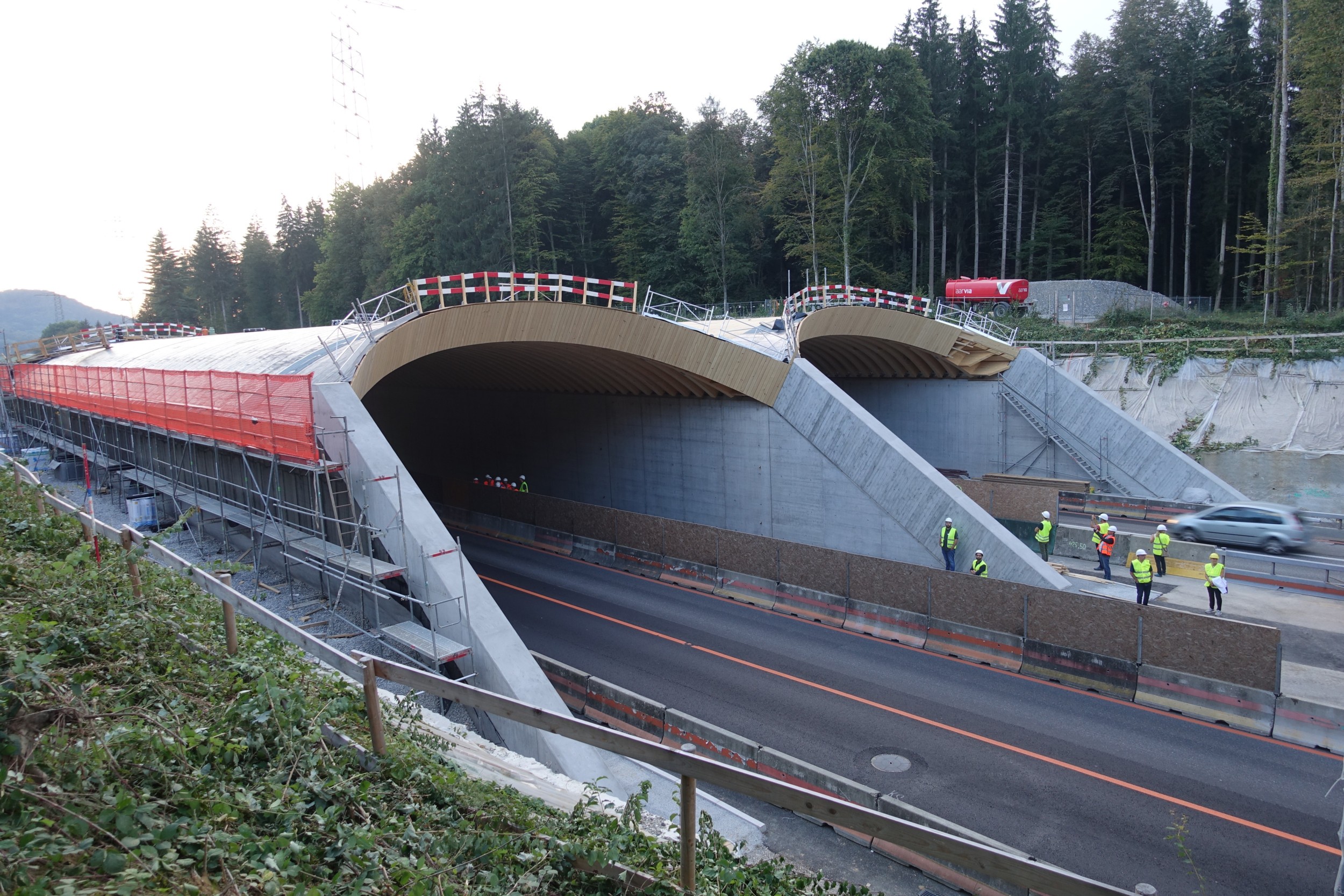 Erste hölzerne Wildtierbrücke der Schweiz bei Suhr