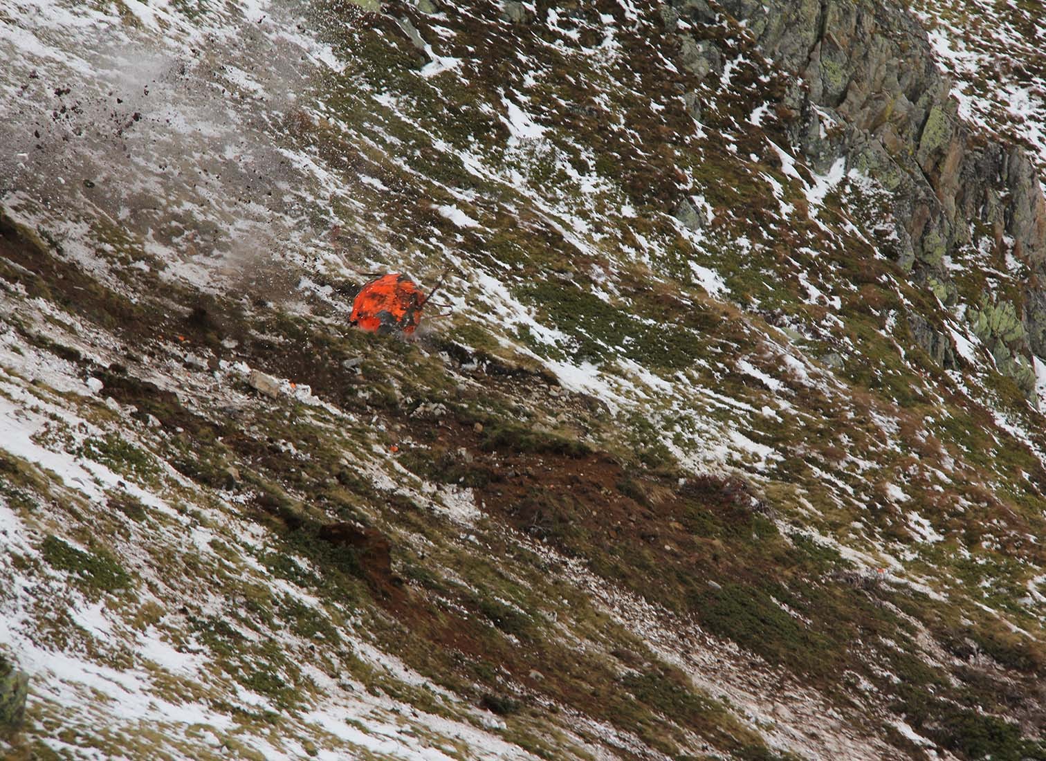 Steinschlagversuch am Flüelapass