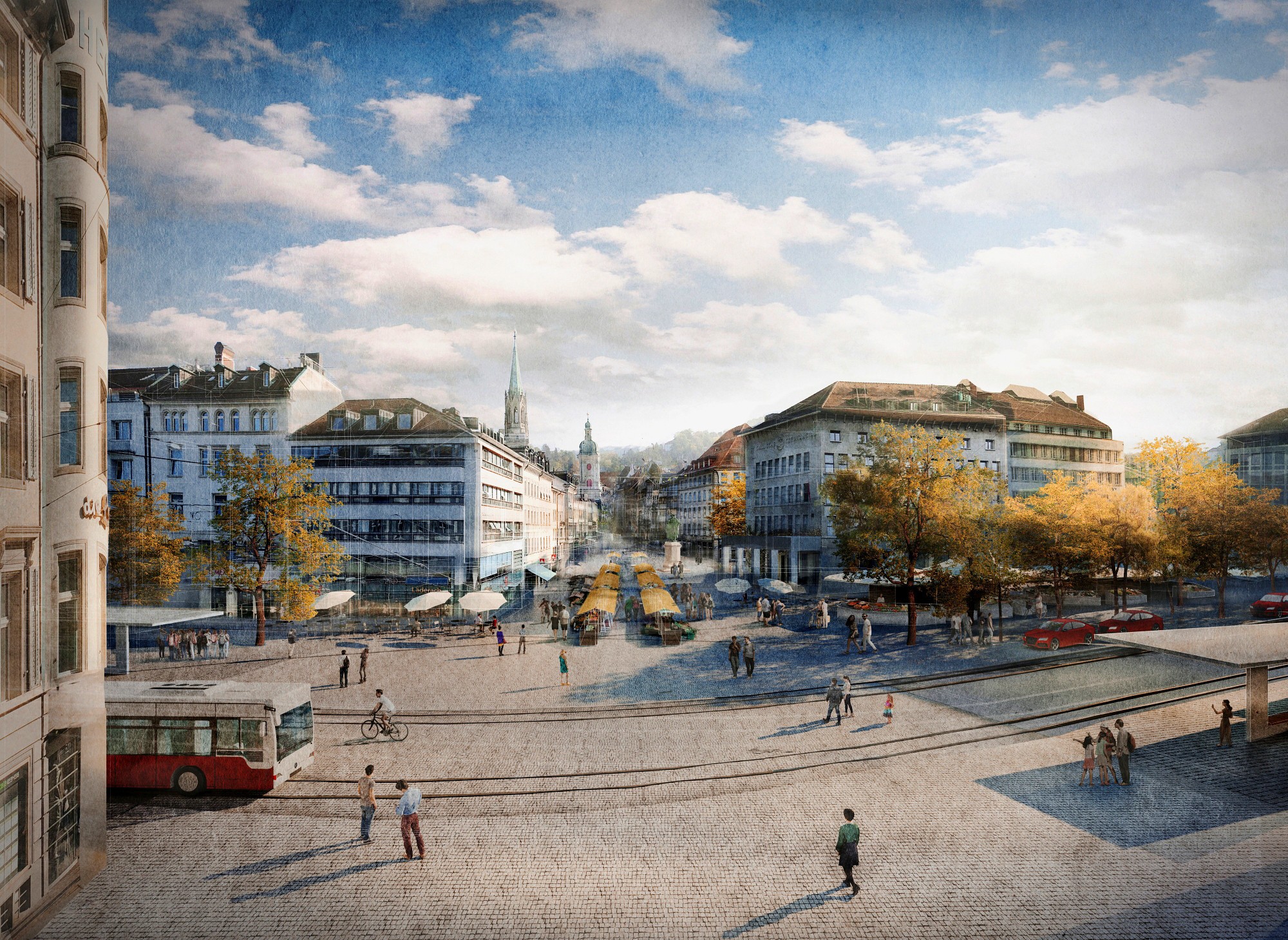 Visualisierung Neugestaltung Marktplatz in St. Gallen