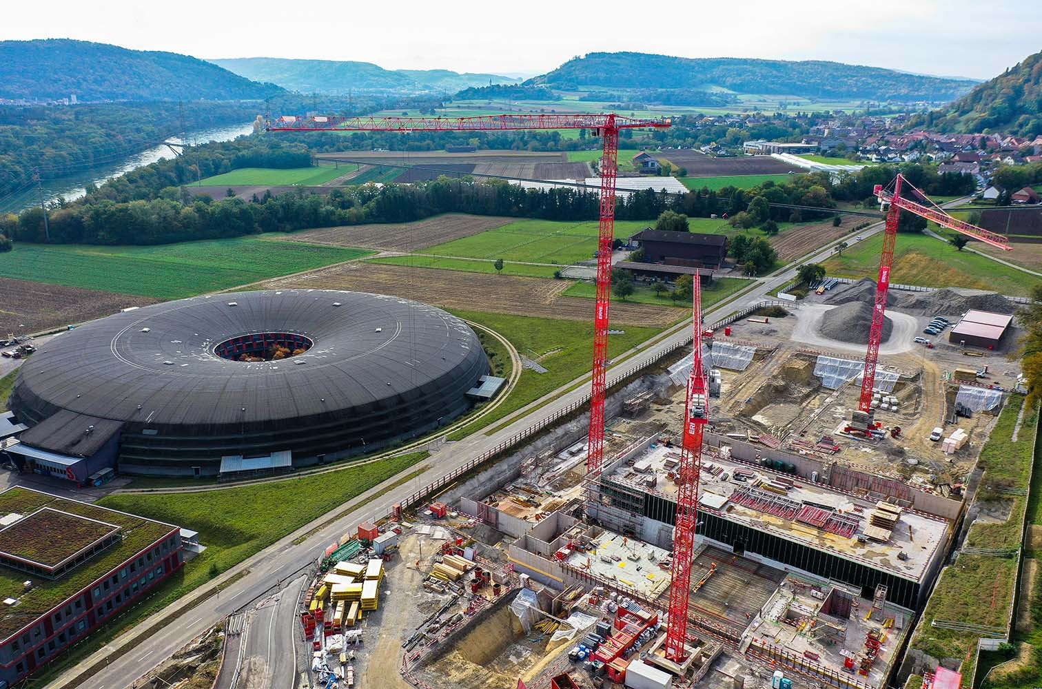 Baustelle neben Swiss Light Source des Paul Scherrer Instituts in Villigen