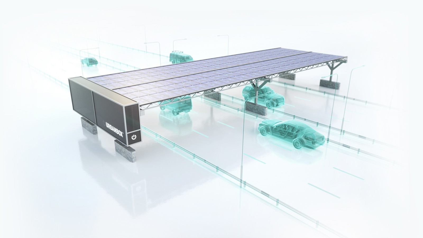 Visualisierung Solarkraftwerk über Autobahn