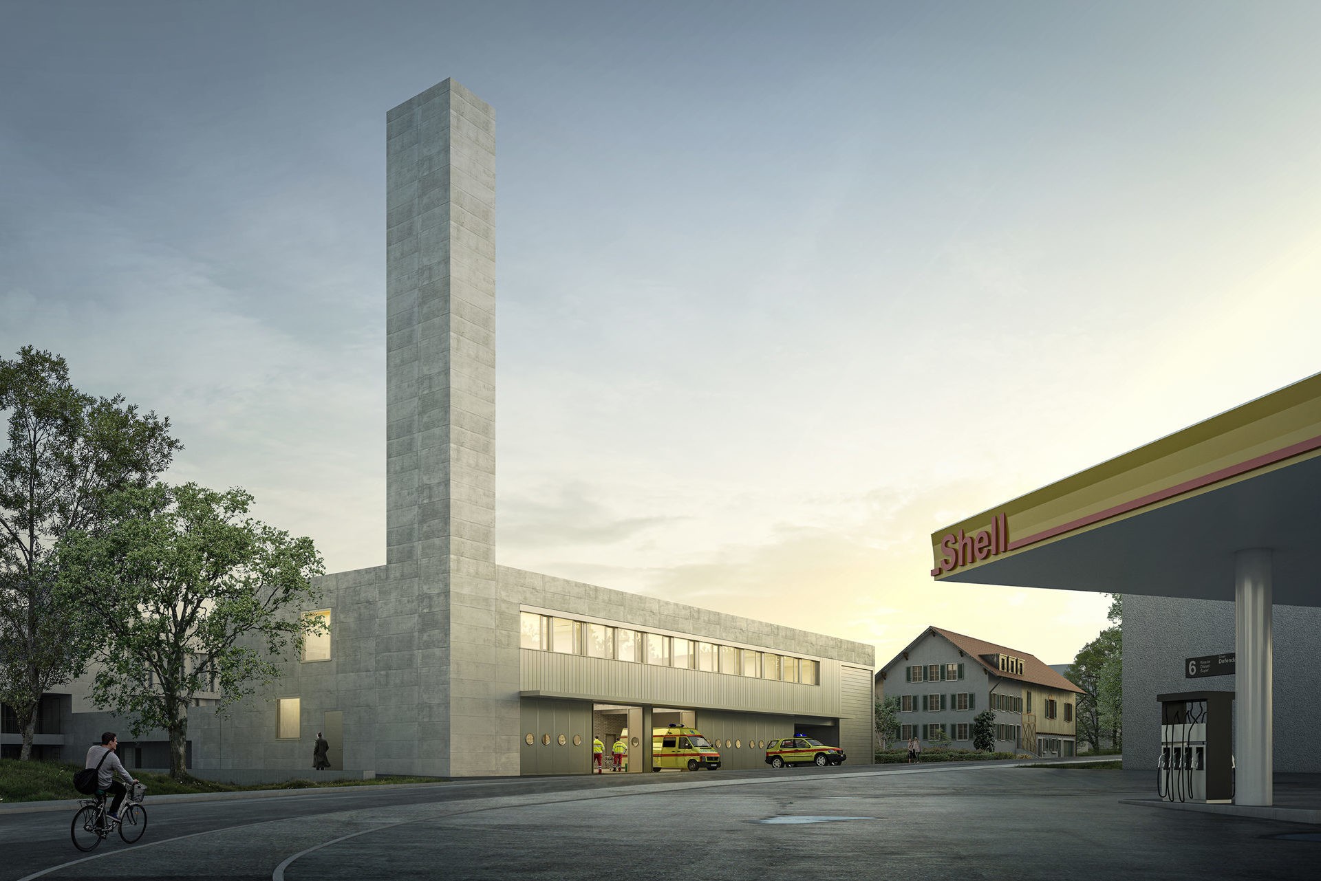 Visualisierung neues Rettungsdienst-Gebäude beim Spital Uster