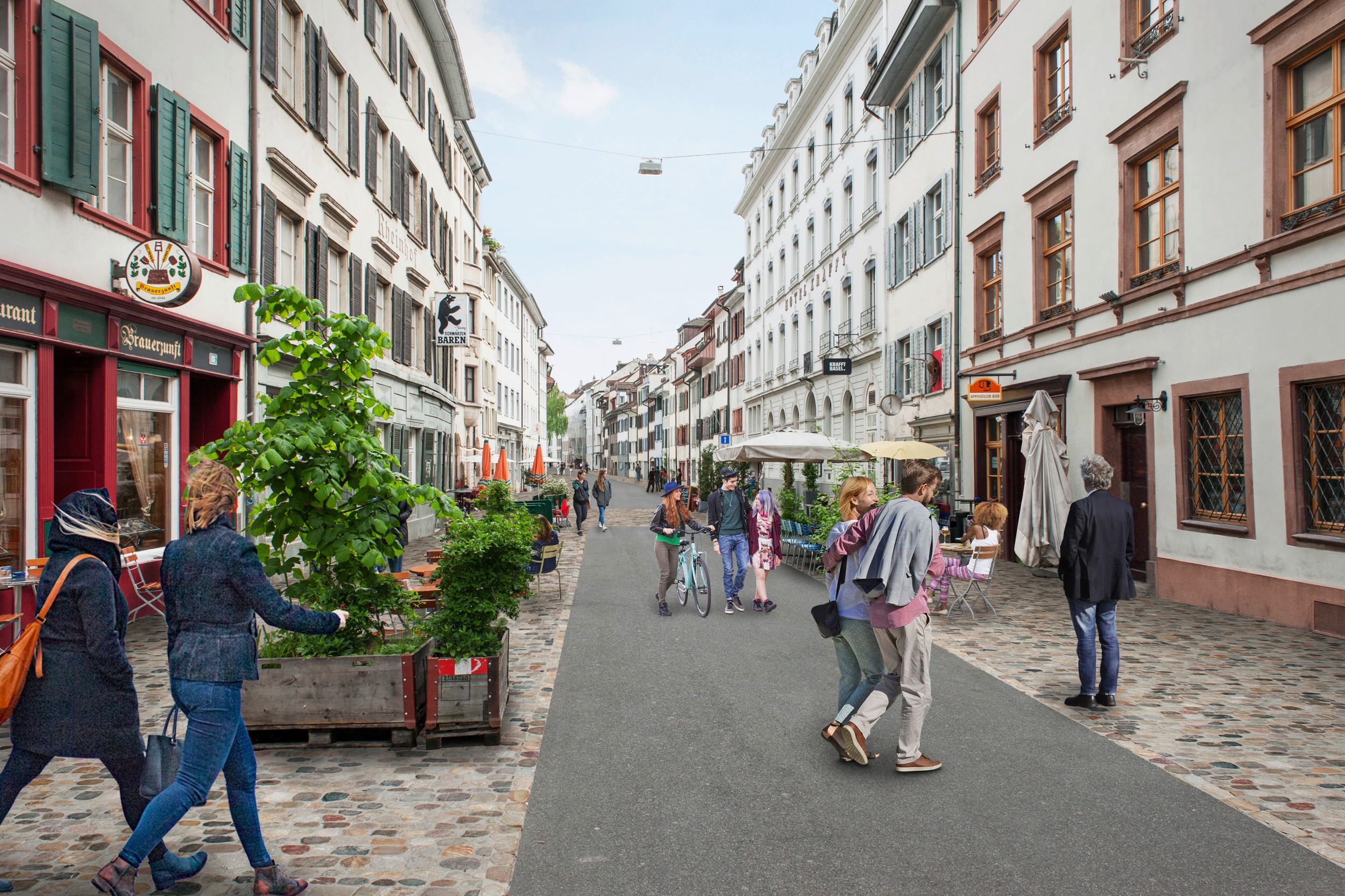 Visualisierung Umgestaltung der Basler Rheingasse