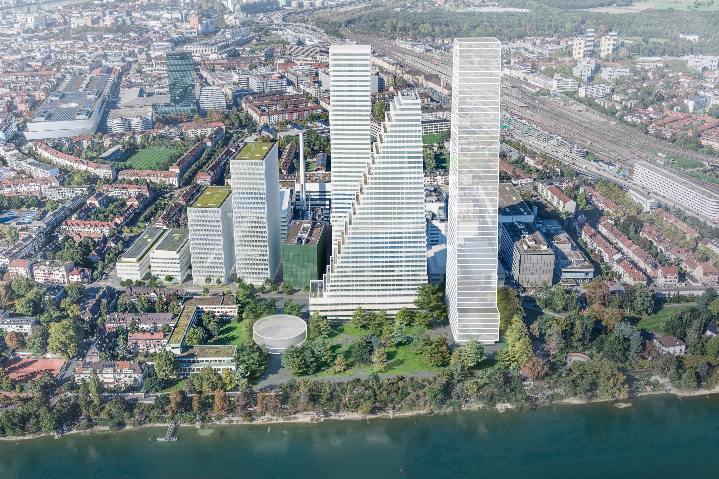 Visualisierung drittes Hochhaus auf Roche-Areal