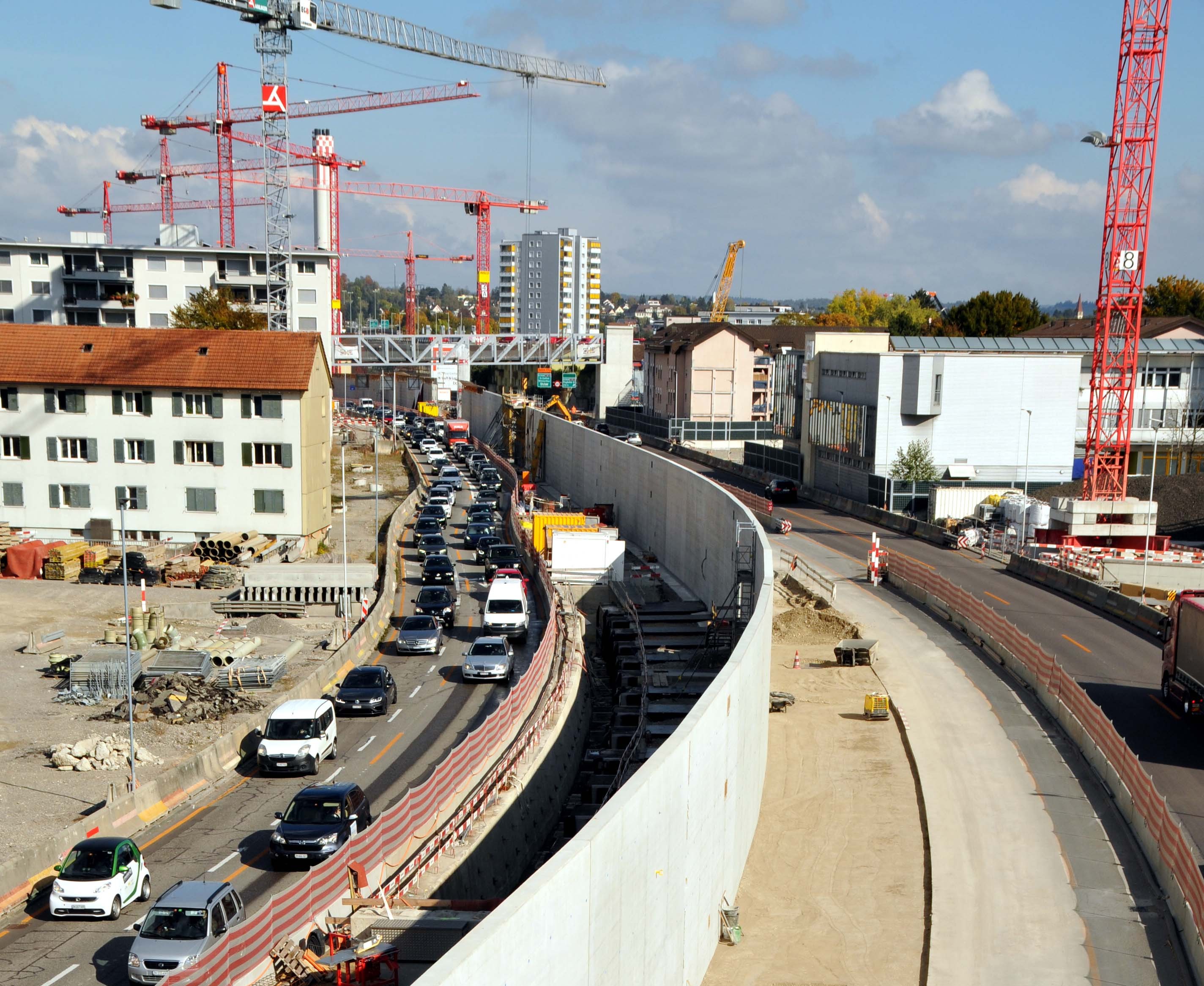 Einhausung Schwamendingen Mittelwand Schöneichtunnel