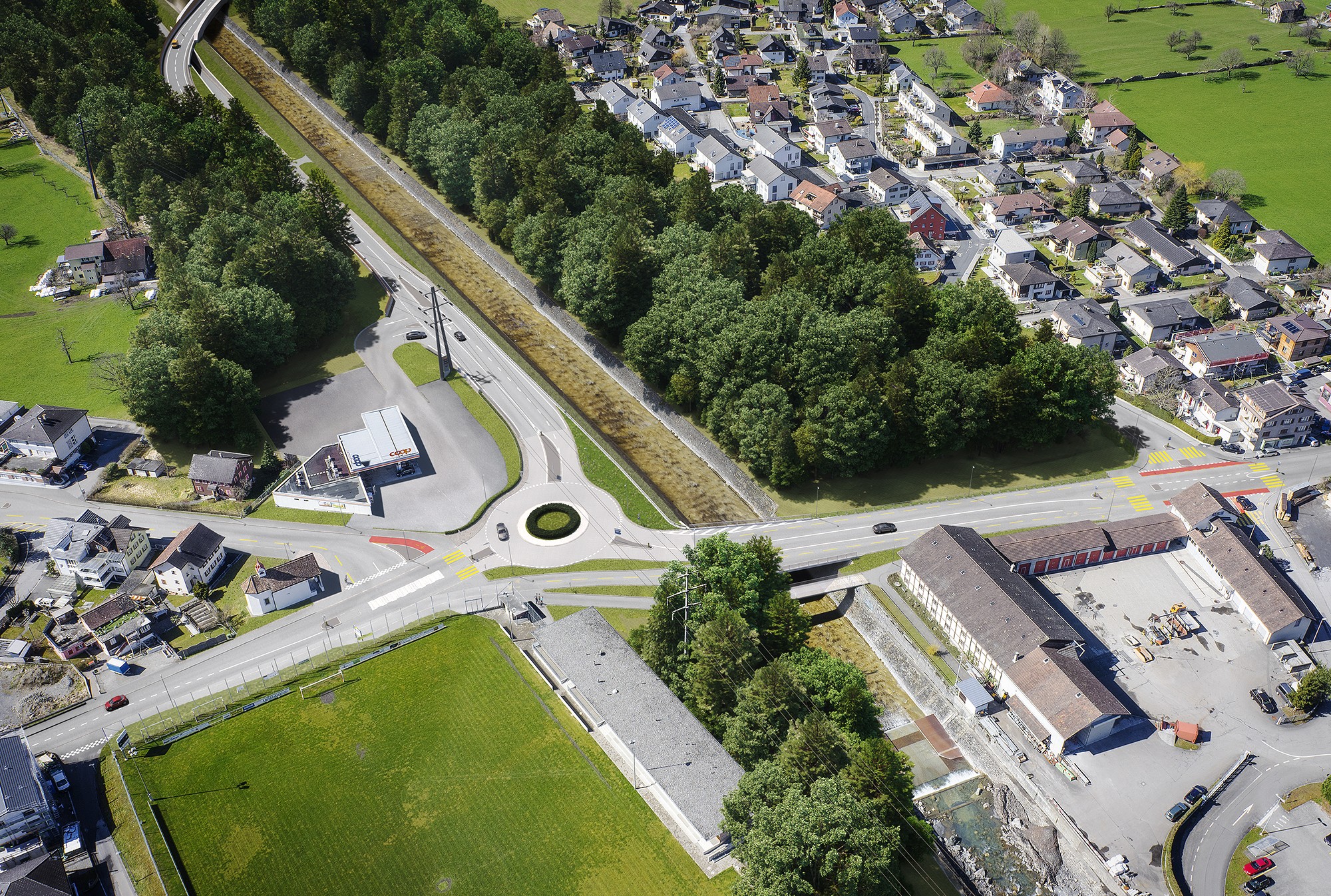 Visualisierung Umfahrungsstrasse West-Ost-Verbindung Schächen