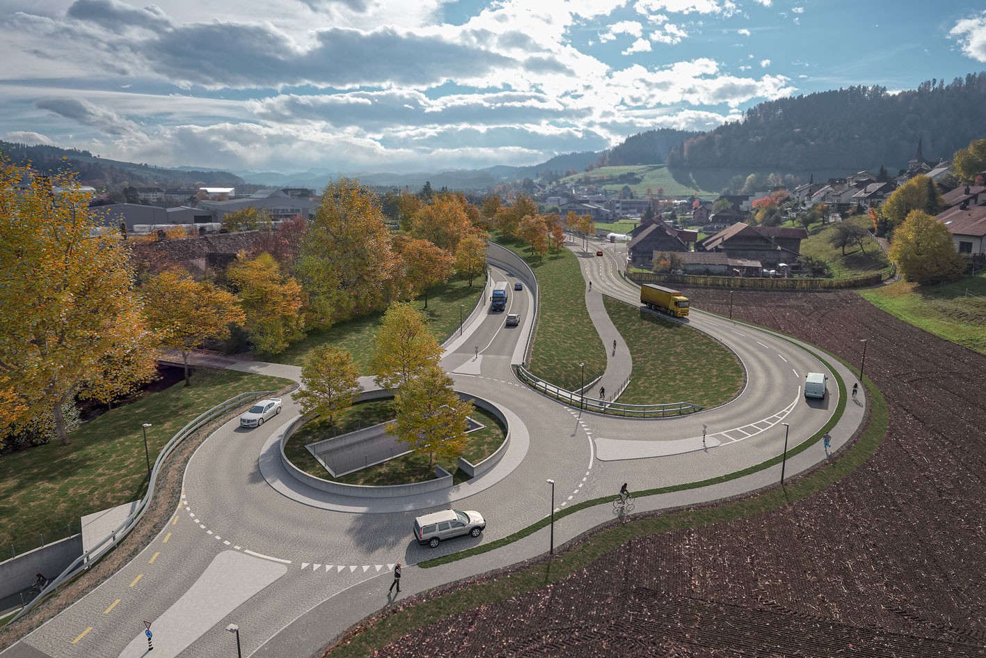 Visualisierung Umfahrung Oberburg Kreisel