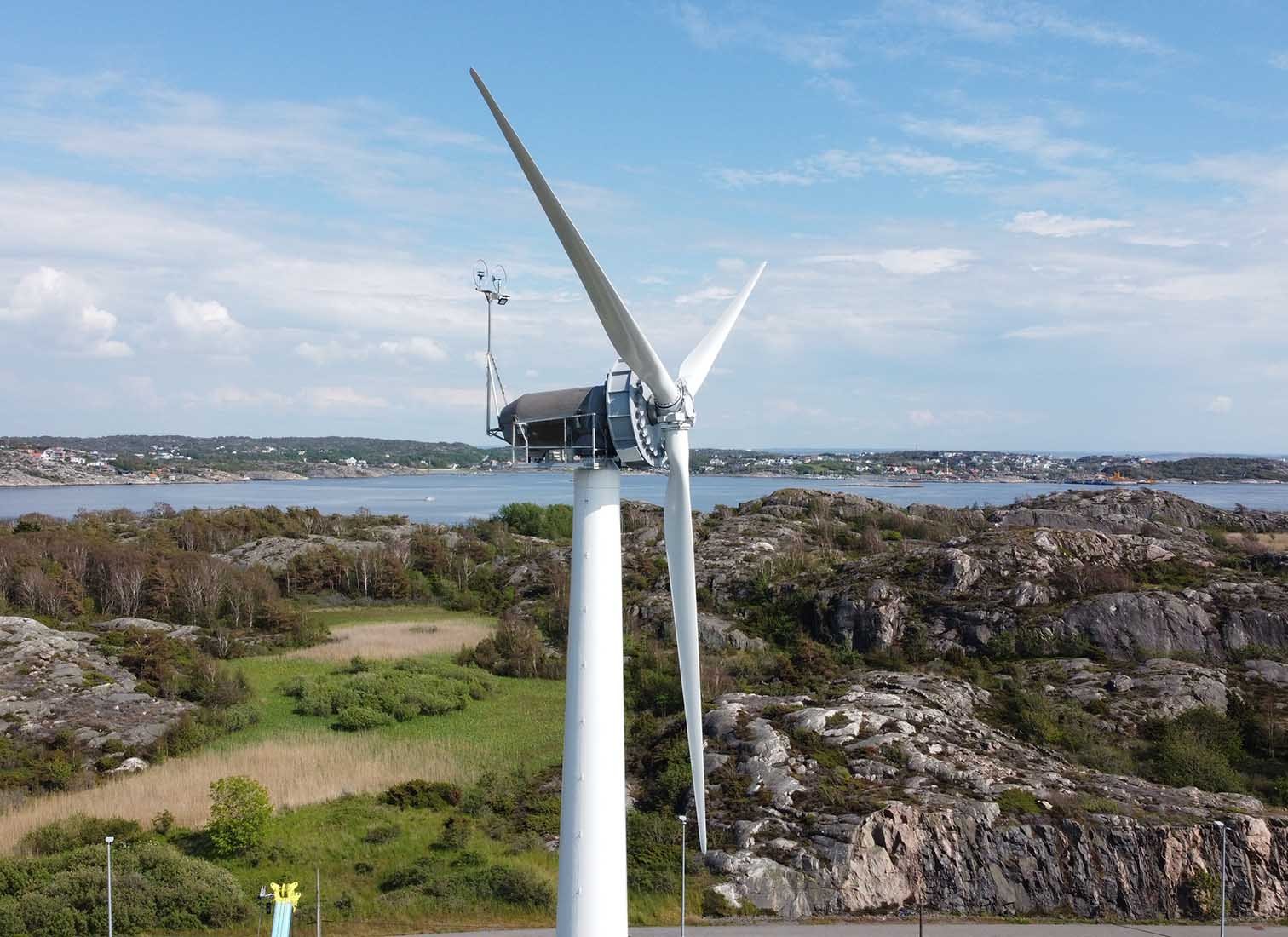 Windturbine aus Holz in Schweden