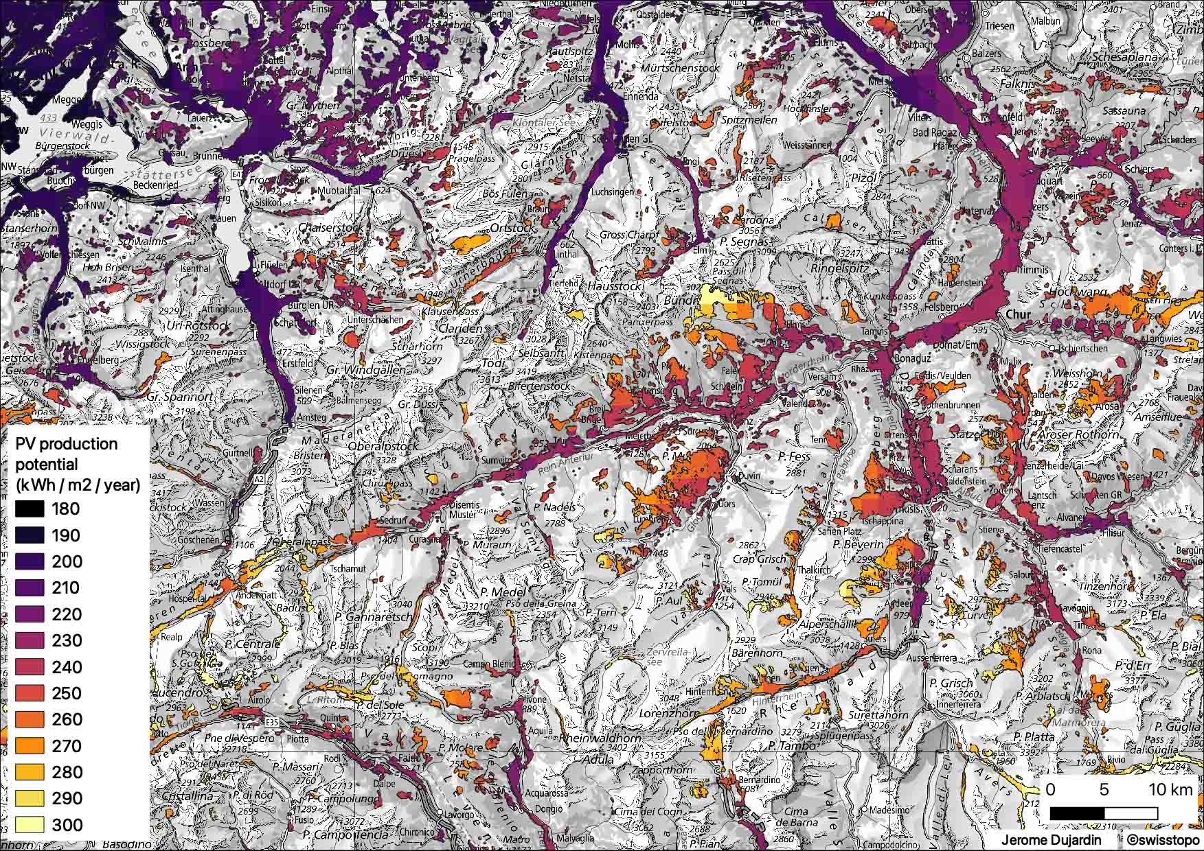 Grafik zu Photovoltaik­potential in der Schweiz