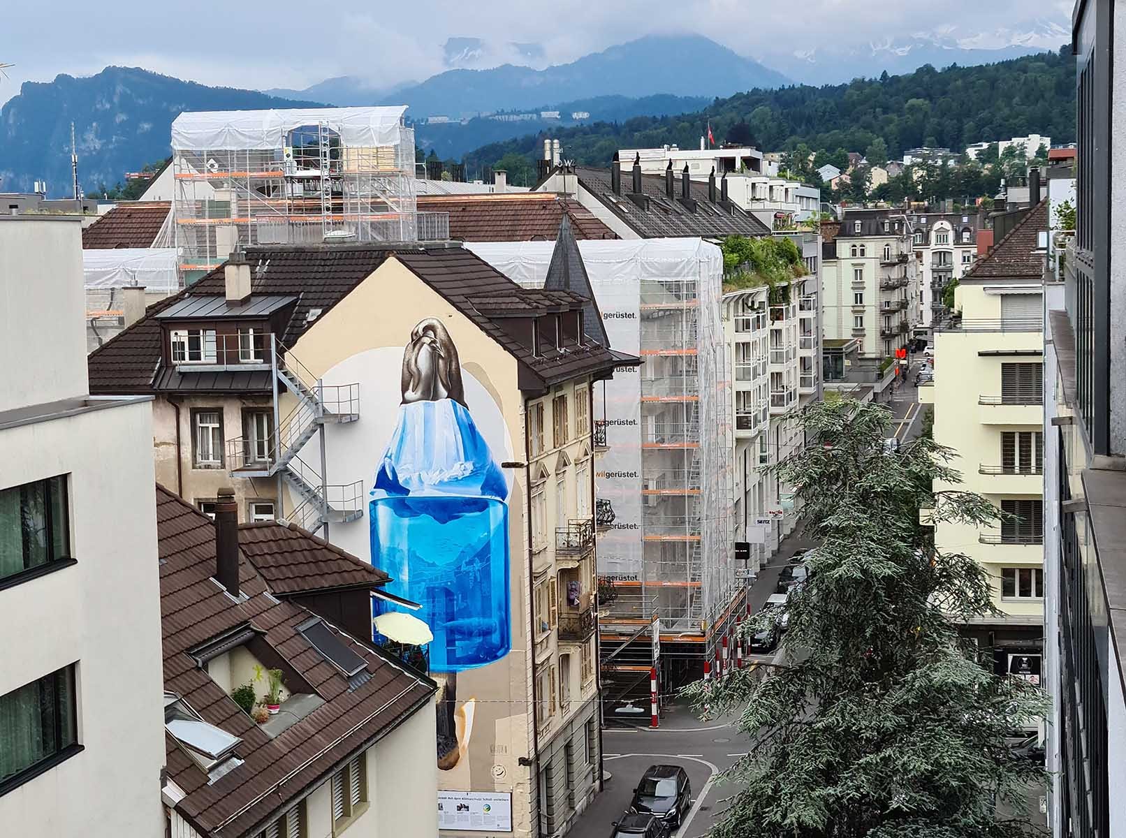 Klimaschutz-Wandbild in Stadt Luzern