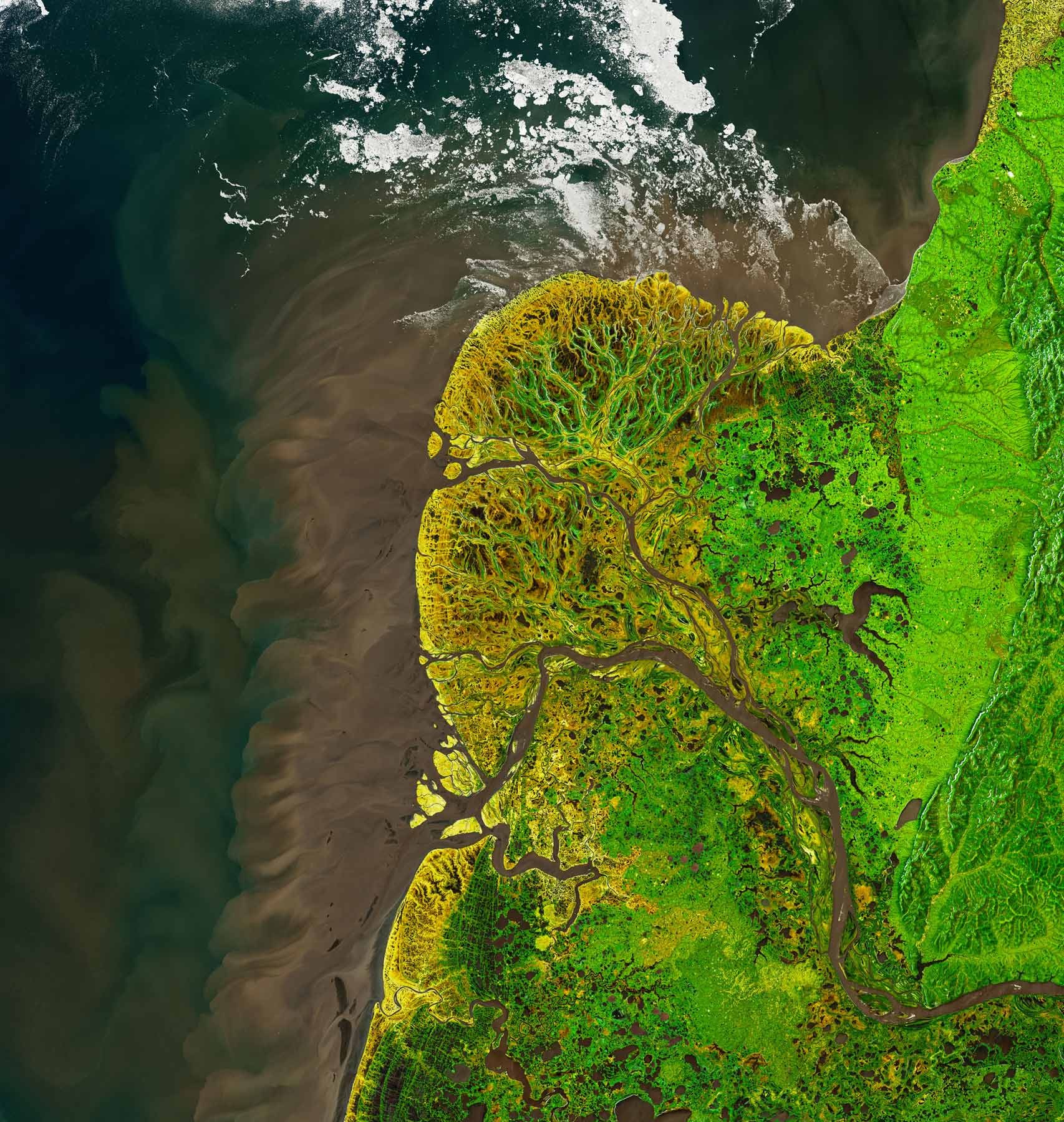 Satellitenbild des Yukon-Delta von 2021