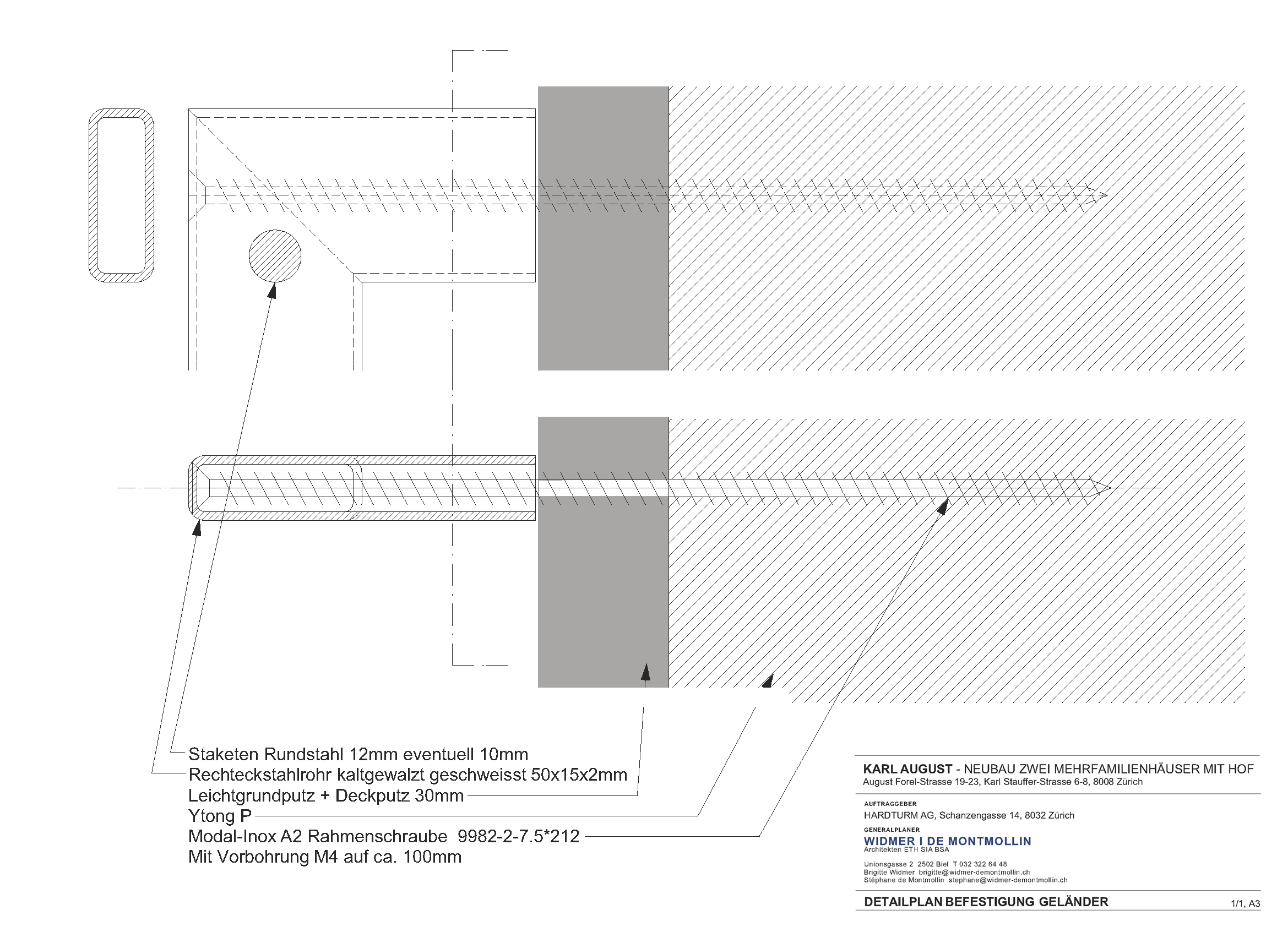 Detailplan Befestigung Geländer