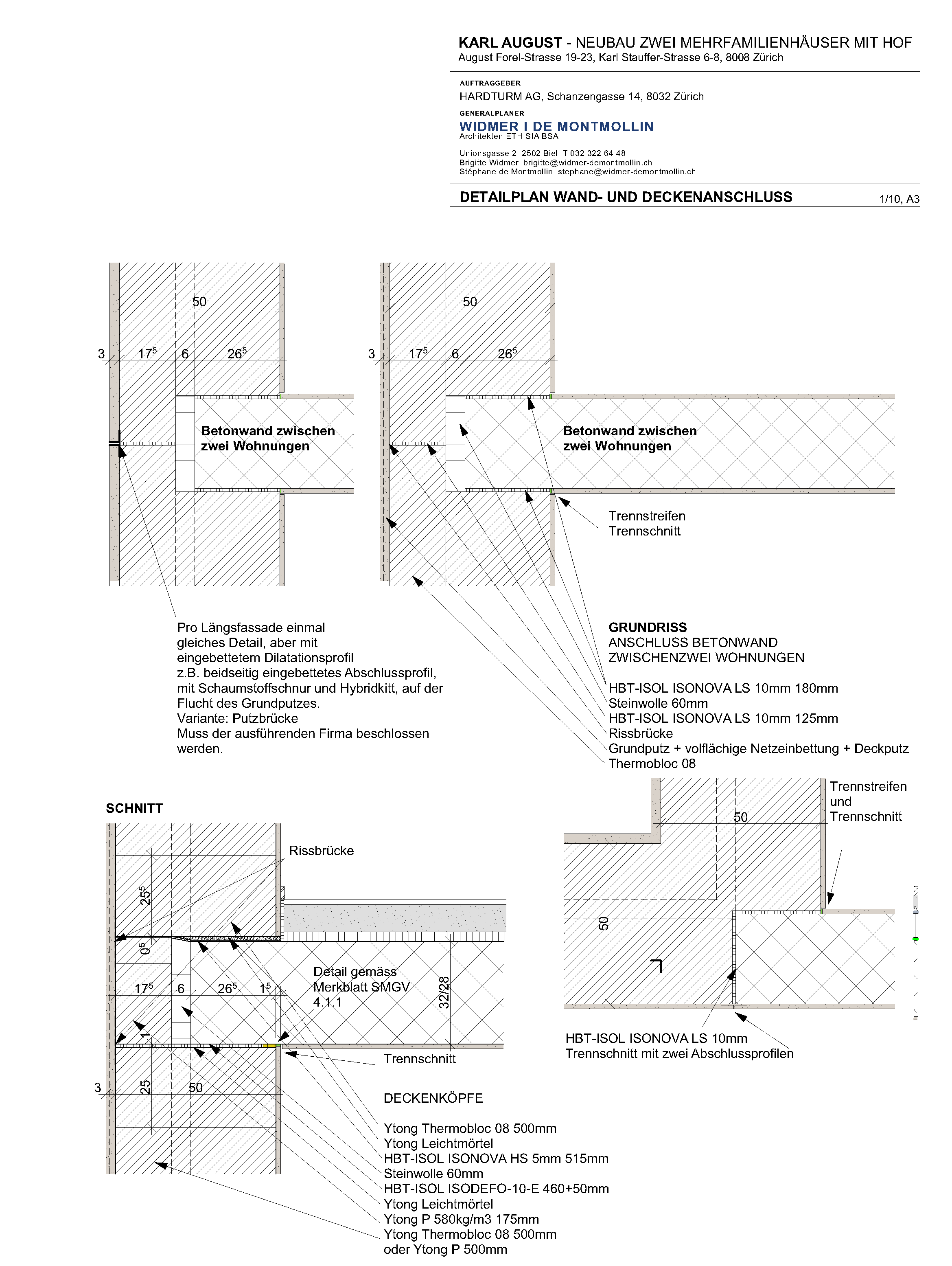 Detailplan Wand-und Deckenanschluss