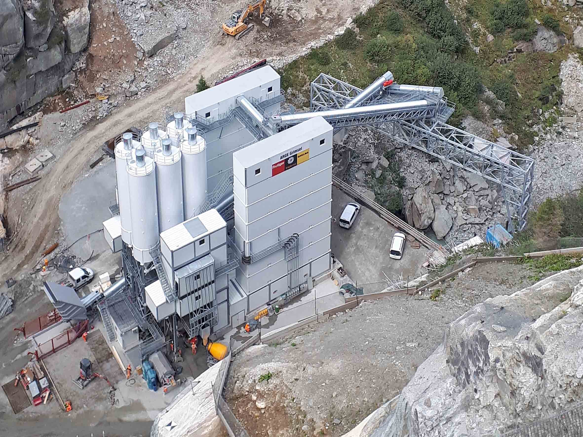 Mischanlagen vor der Spitallamm-Staumauer