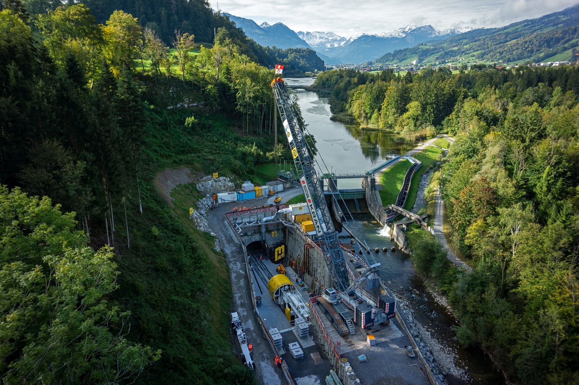 Drohnenaufnahme Hochwasserstollen Alpnach