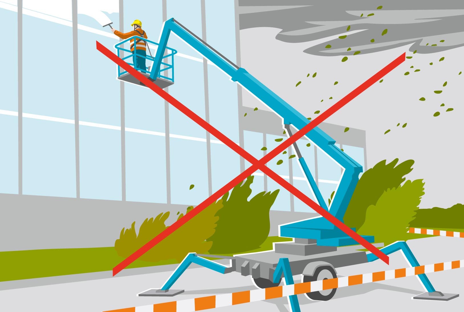 Grafik bei Sturm nicht im Freien arbeiten