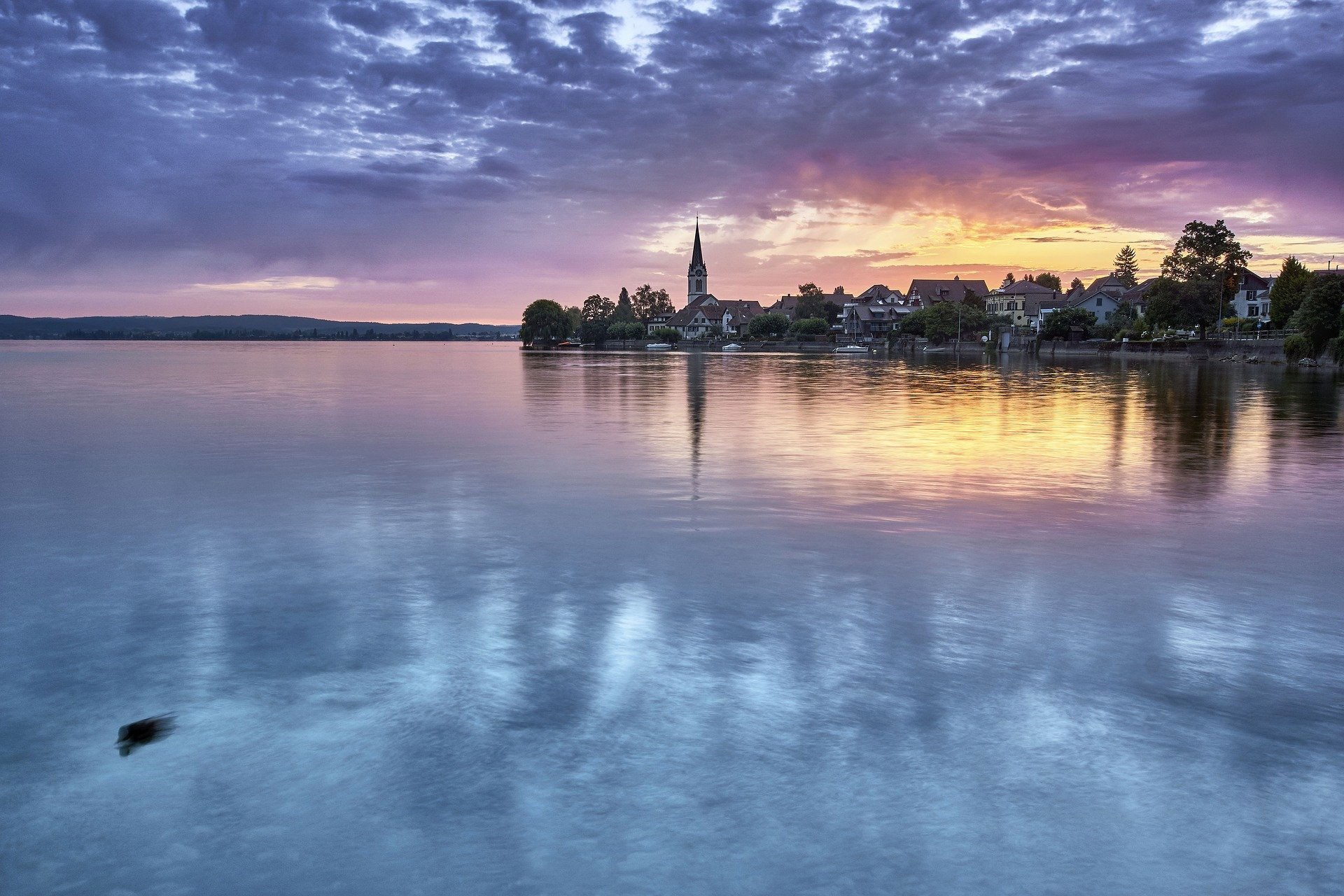 Romanshorn vom Bodensee aus gesehen.