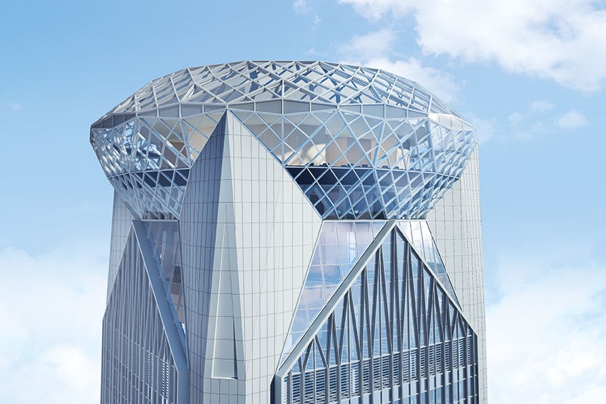 Visualisierung Glas-Atrium Goldin Finance 117