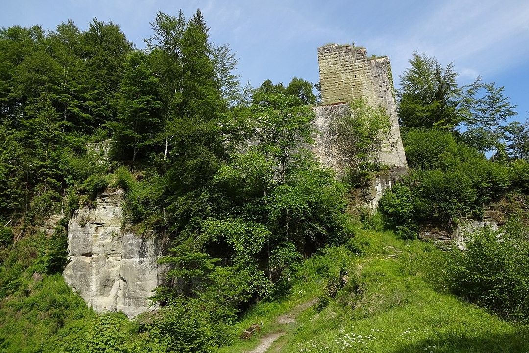 Vorburg der Ruine Grasburg mit Turm