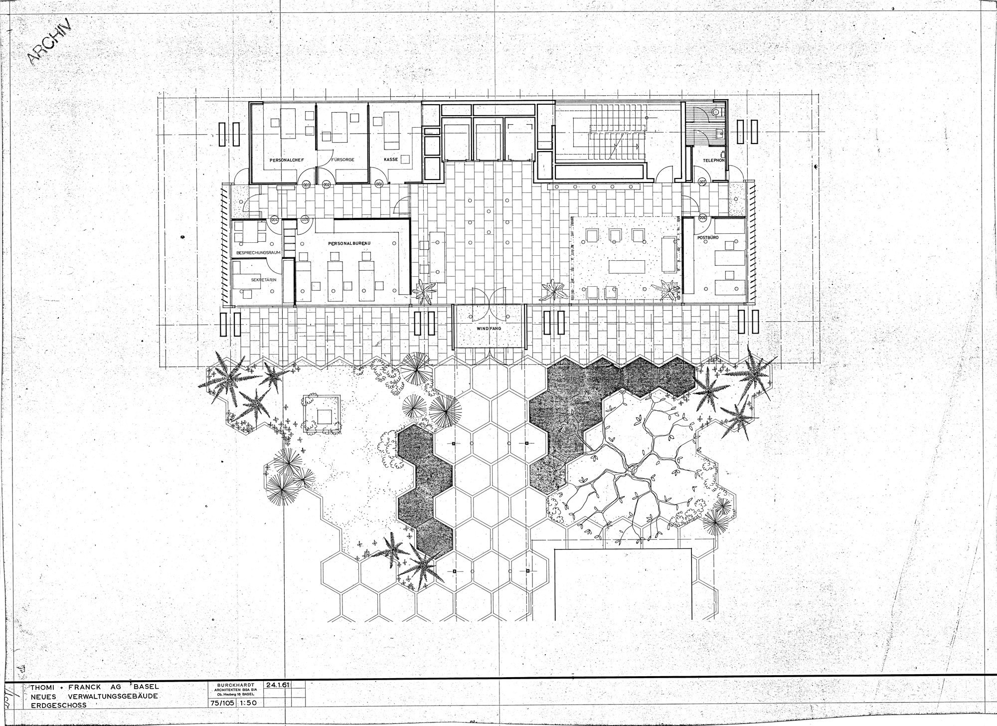 Thomy-Gebäude Basel Originalplan Erdgeschoss