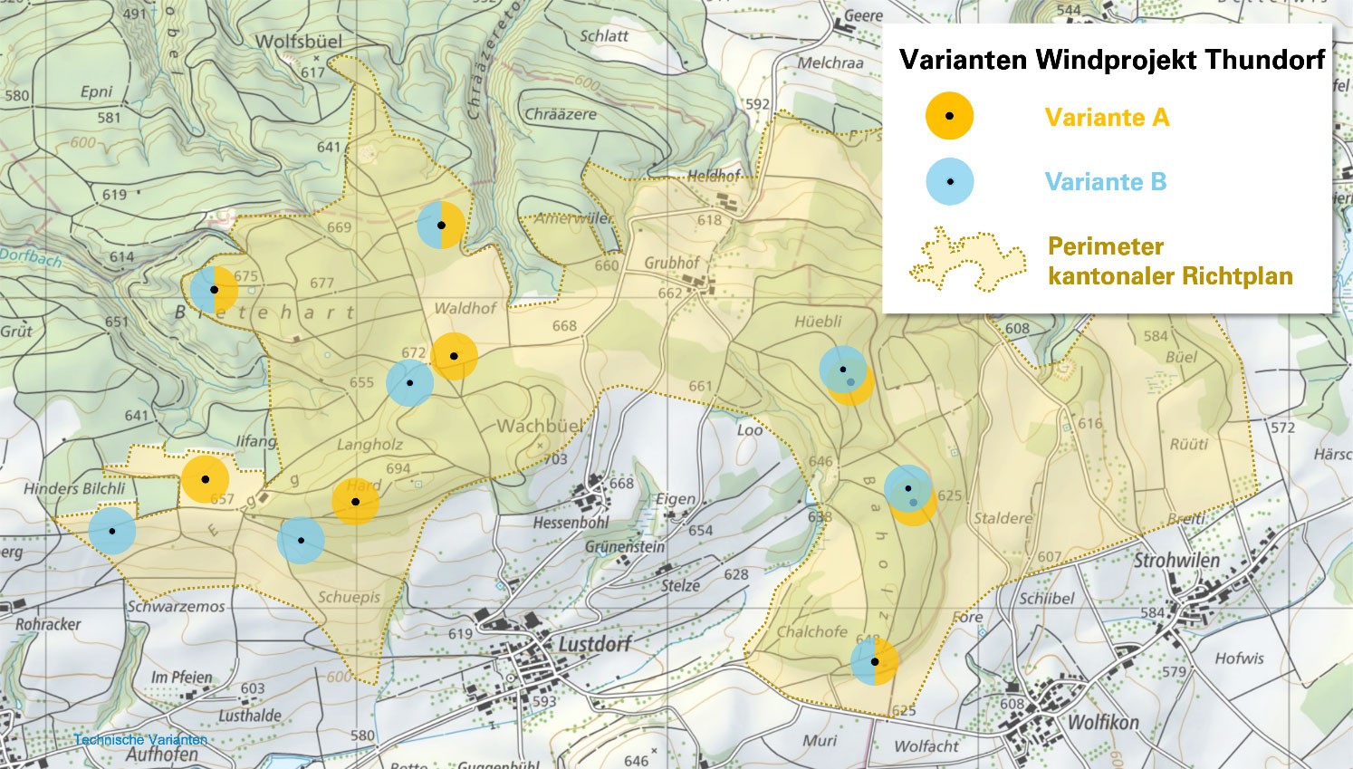 Varianten Grafik Windprojekt Thundorf EKZ