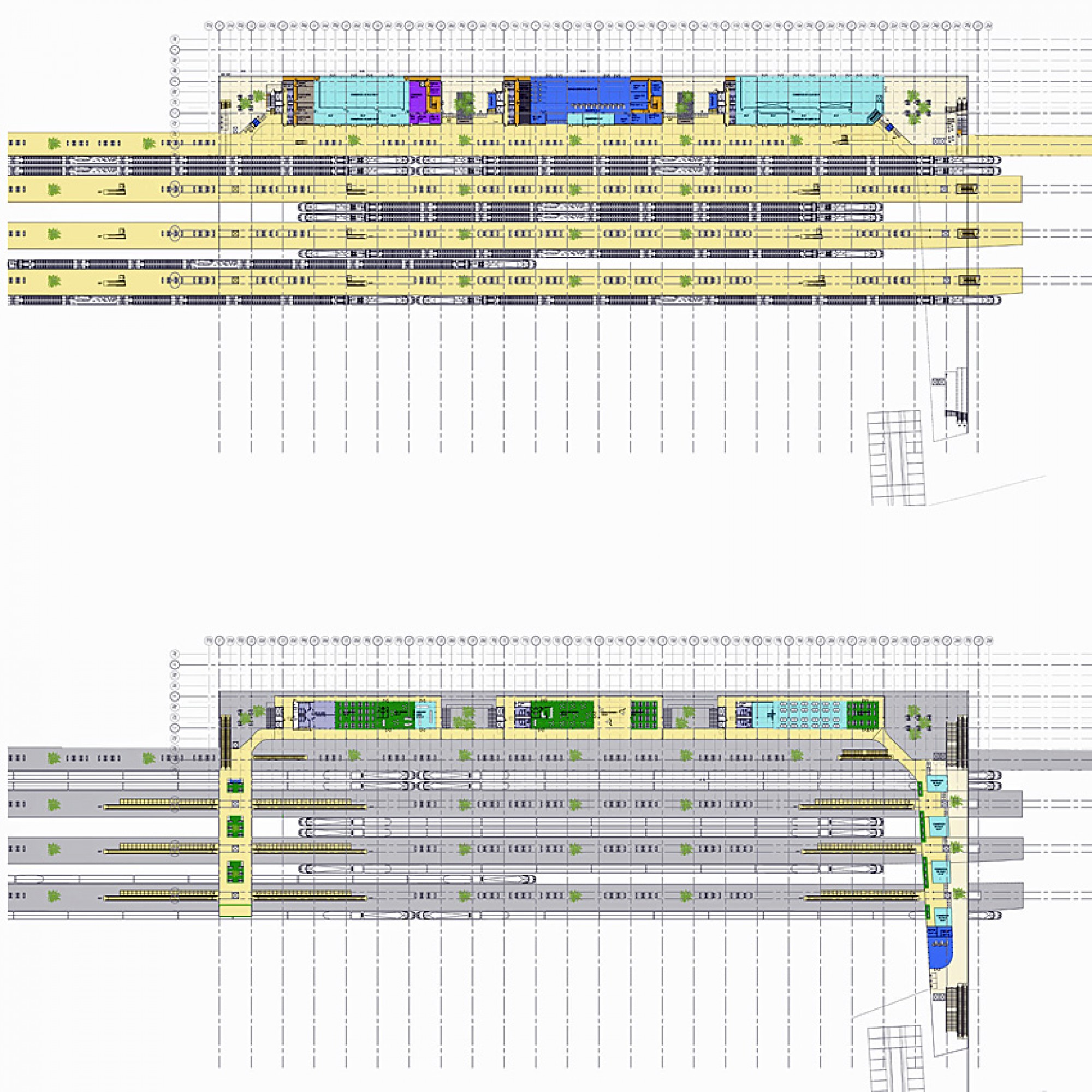 Grundrisse der zwei Hauptebenen des Bahnhofs. (Bild: Architekten)