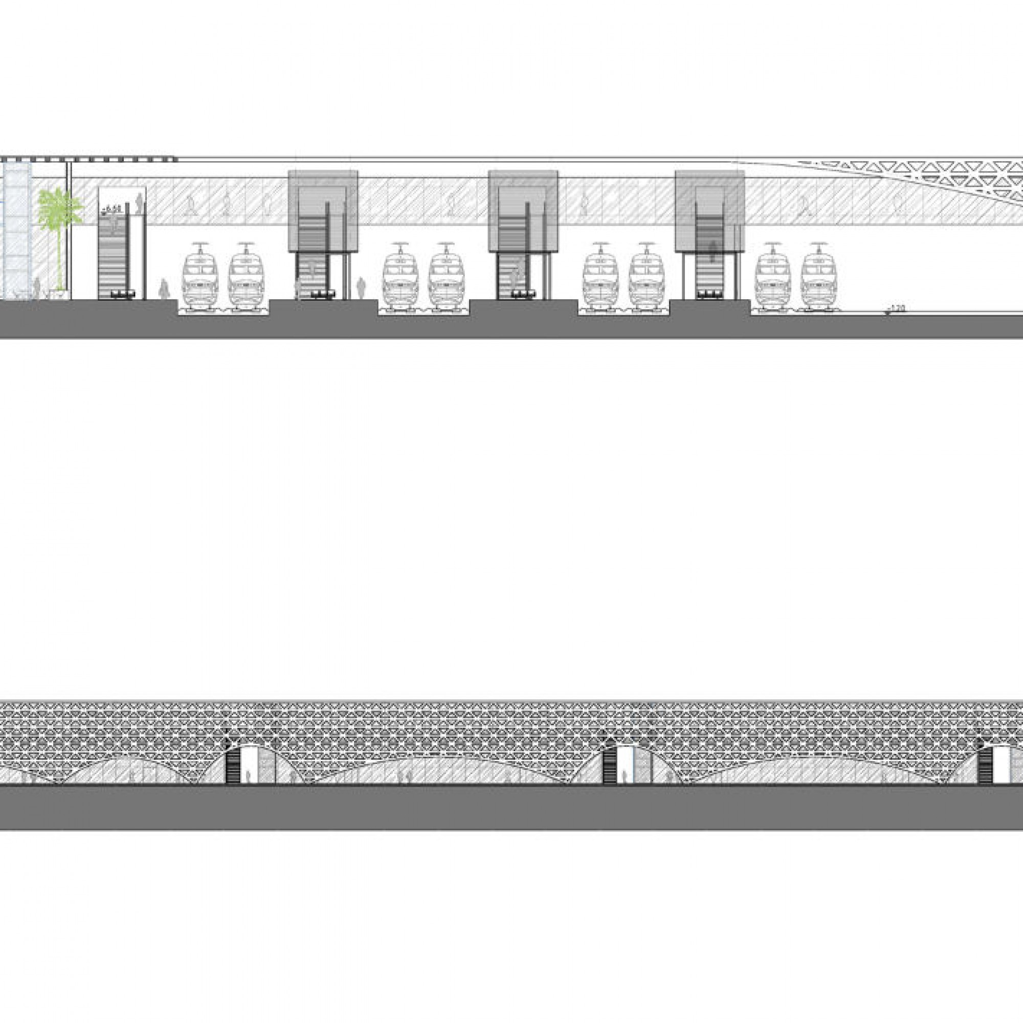 Schnitte durch den Bahnhof. (Bild: Architekten)