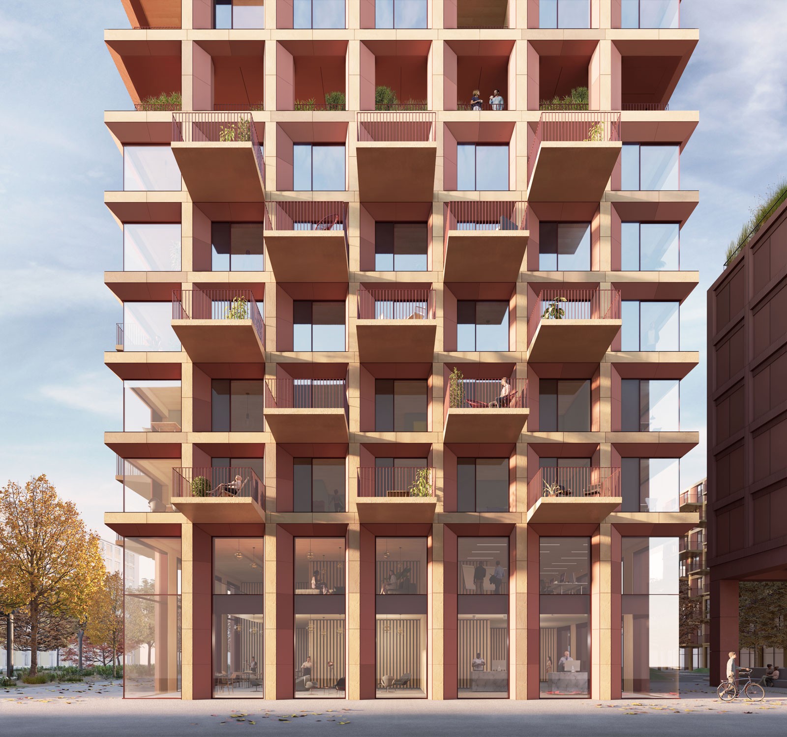 Visualisierung Holzkonstruktion Gebäude Rocket Tigerli Lokstadt-Baufeld 4b