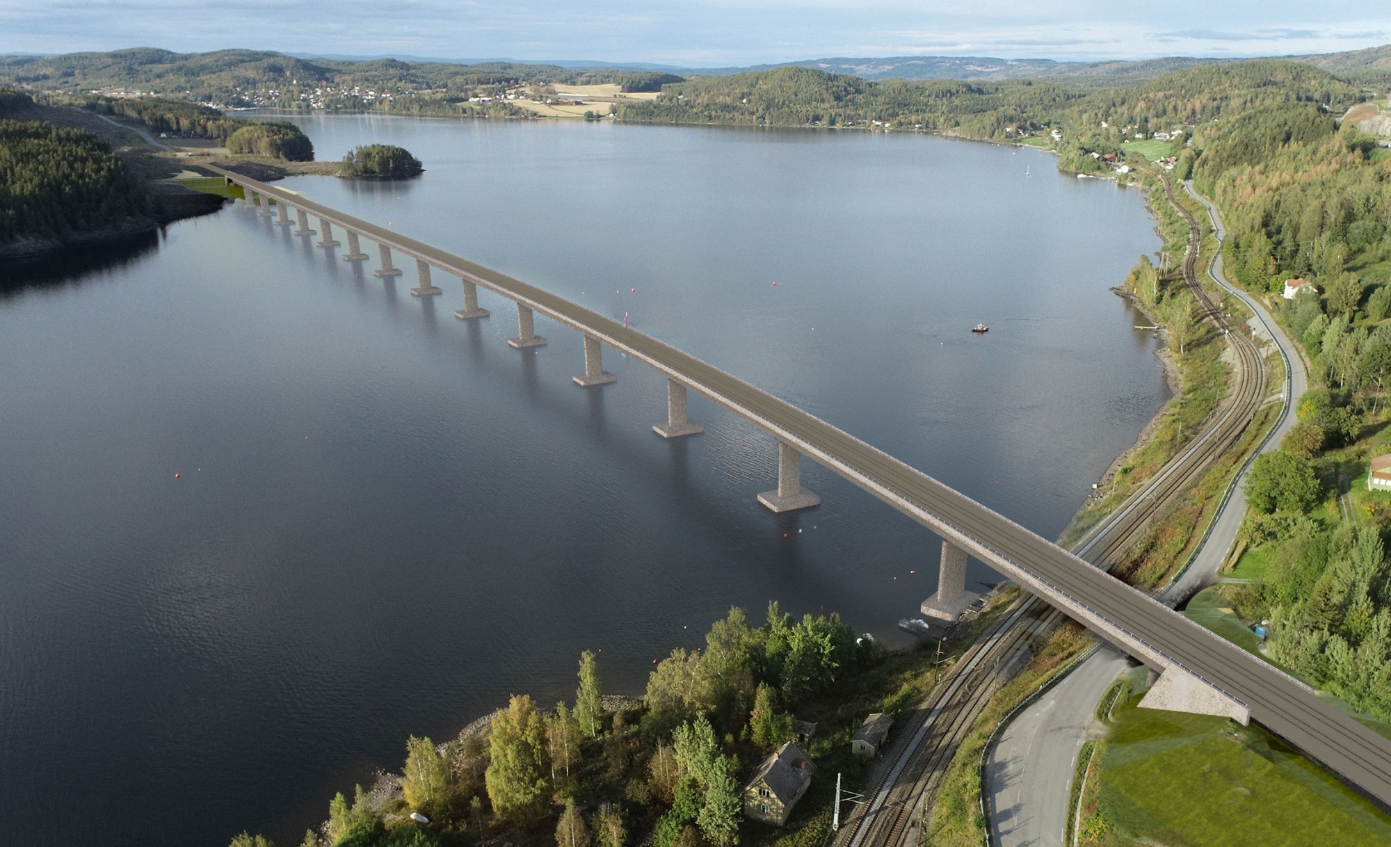 Visualisierung Tangenvika-Eisenbahnbrücke in Norwegen