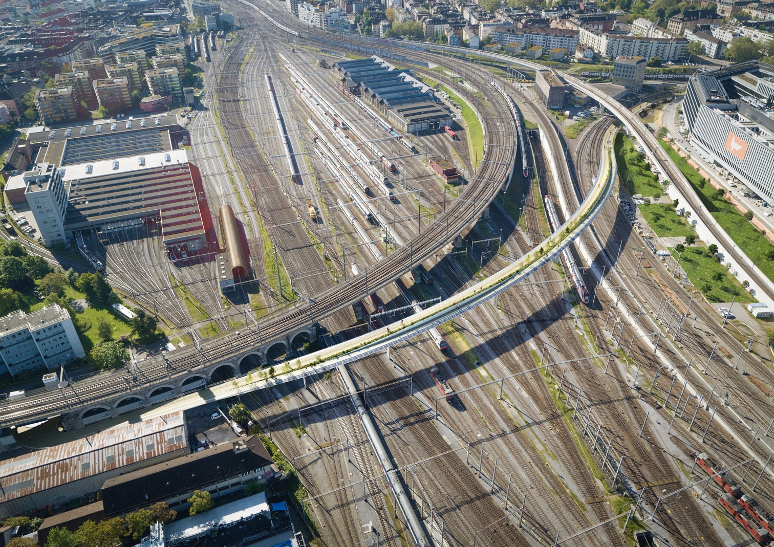 Visualisierung Fuss und Velobrücke Landschaftsbrücke Stadt Zürich