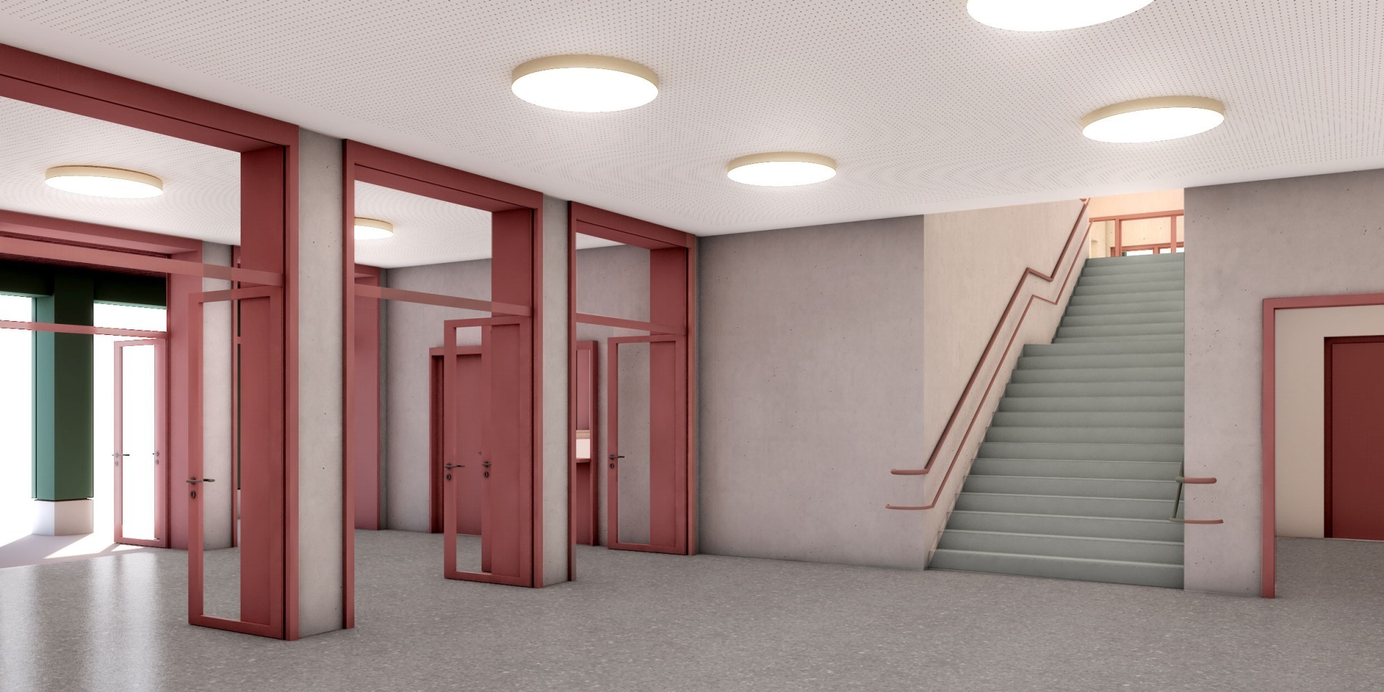 Visualisierung Schulhaus Littau Dorf Trakt D Foyer