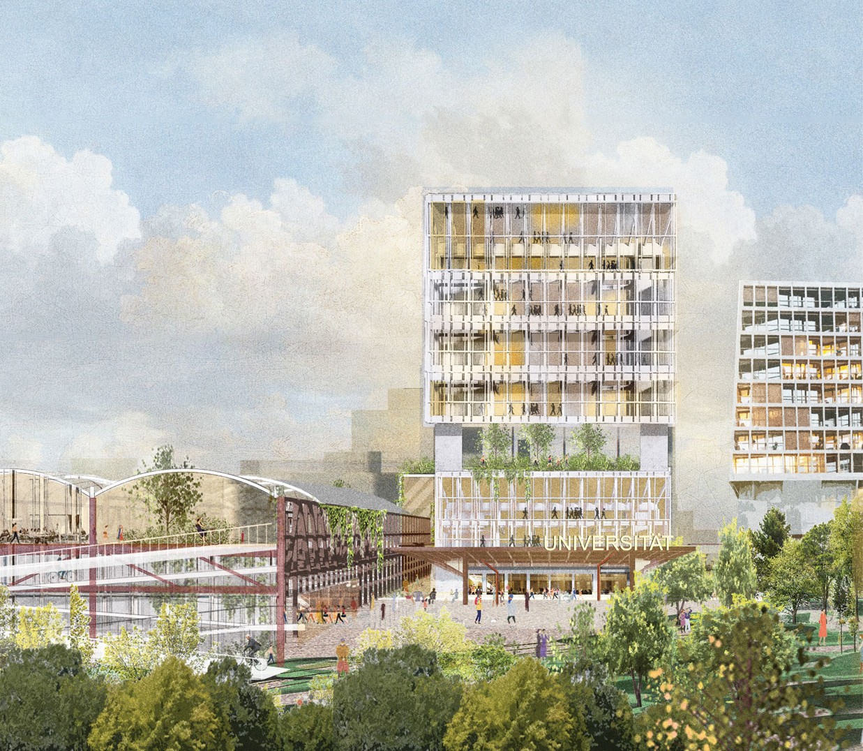 Visualisierung Uni-Quartier Dreispitz Münchenstein Parkhaus