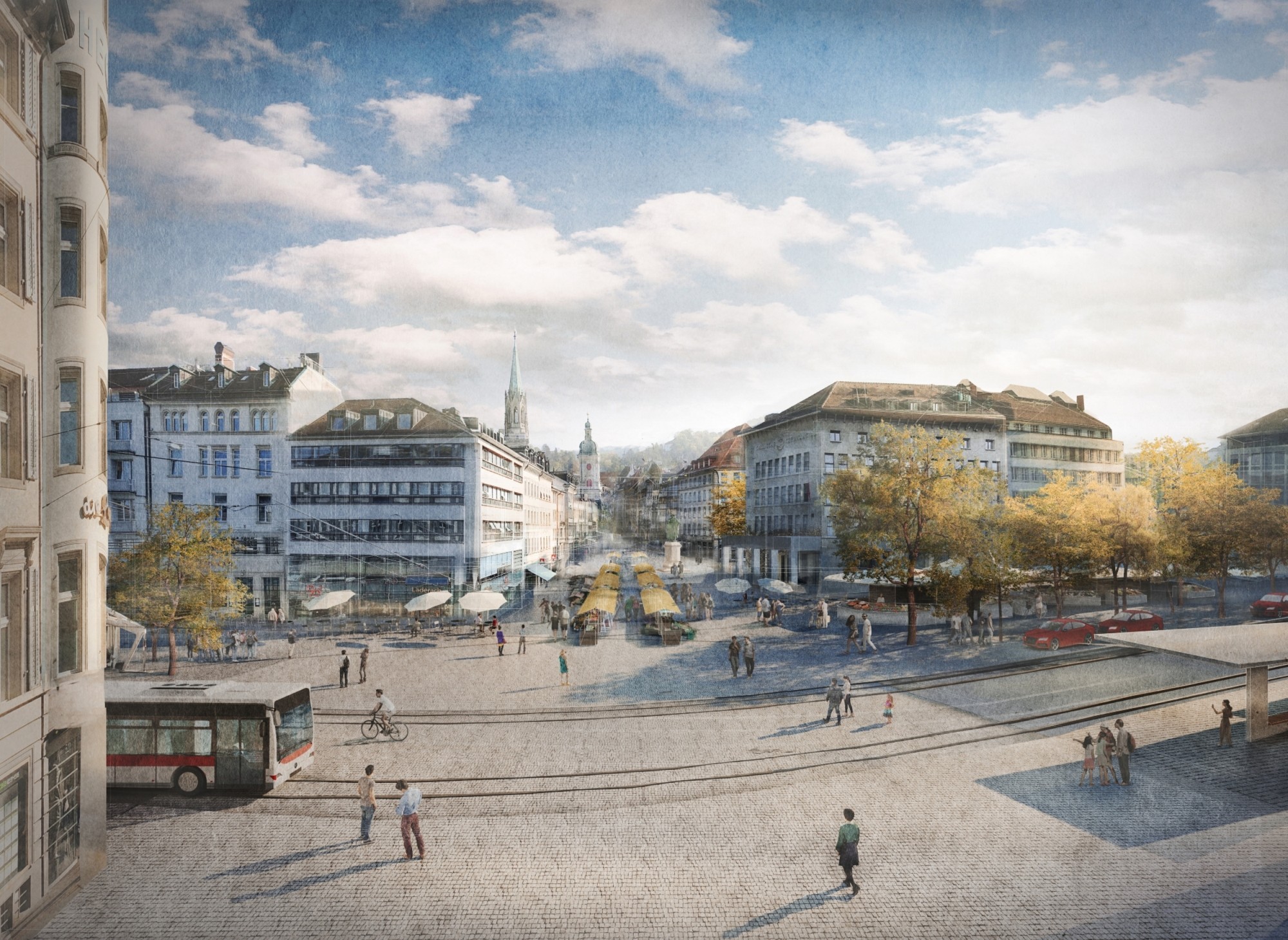 Visualisierung Neugestaltung Marktplatz Bohl Stadt St. Gallen