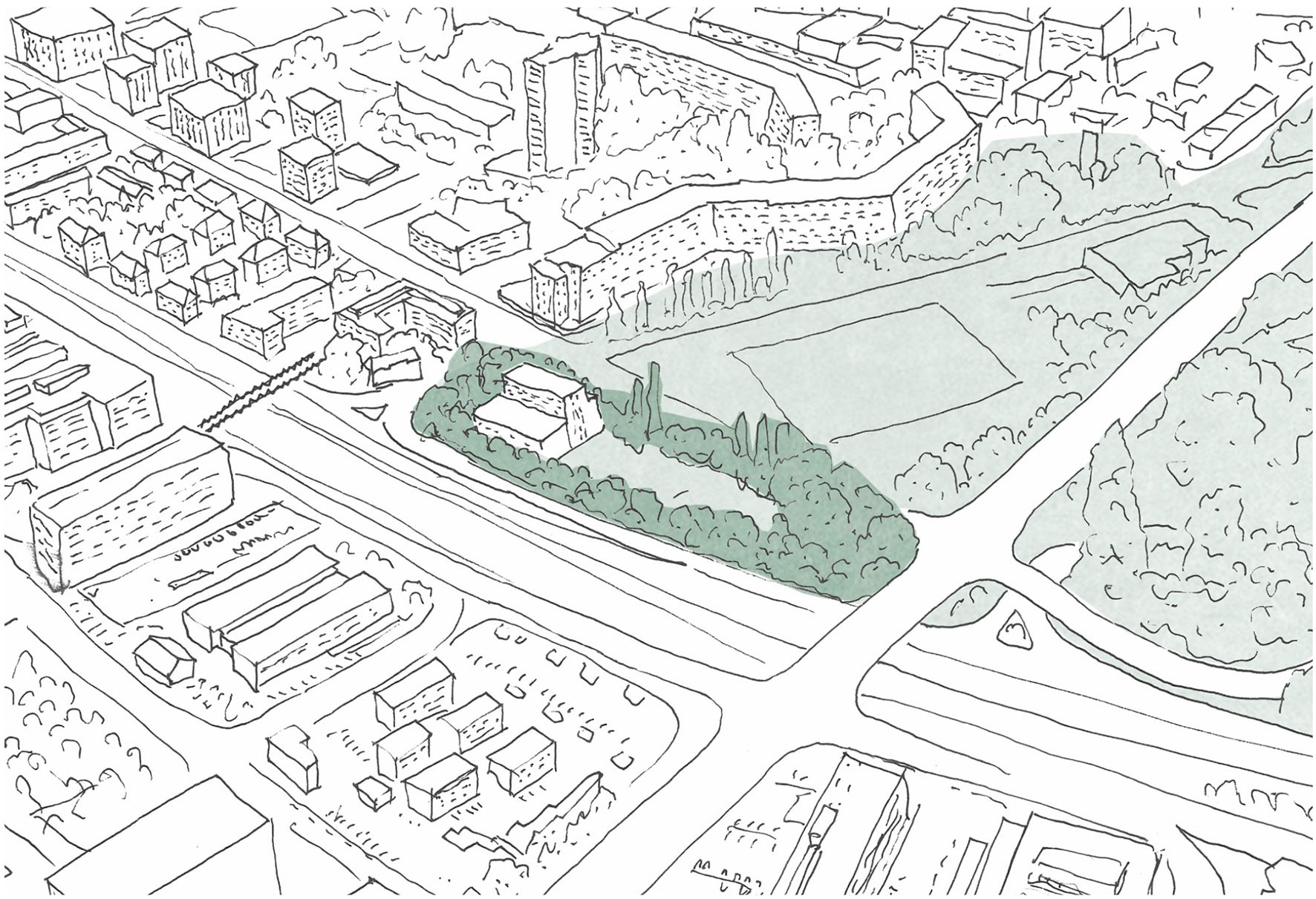 Visualisierung neues Schulhaus Tüffenwies Zürich-Altstetten