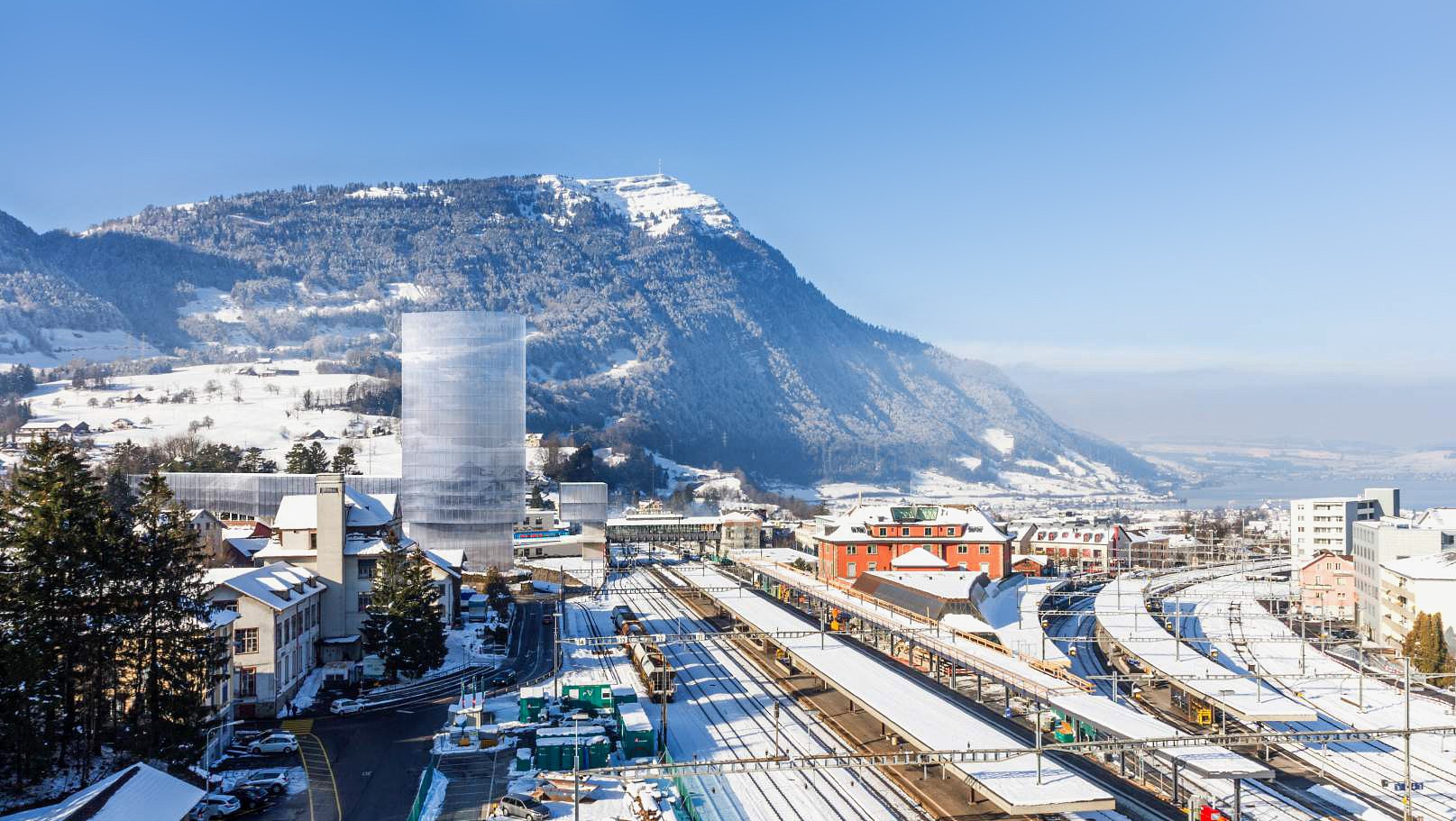 Visualisierung Hochhaus Rigi Bahnen bei Bahnhof Arth-Goldau