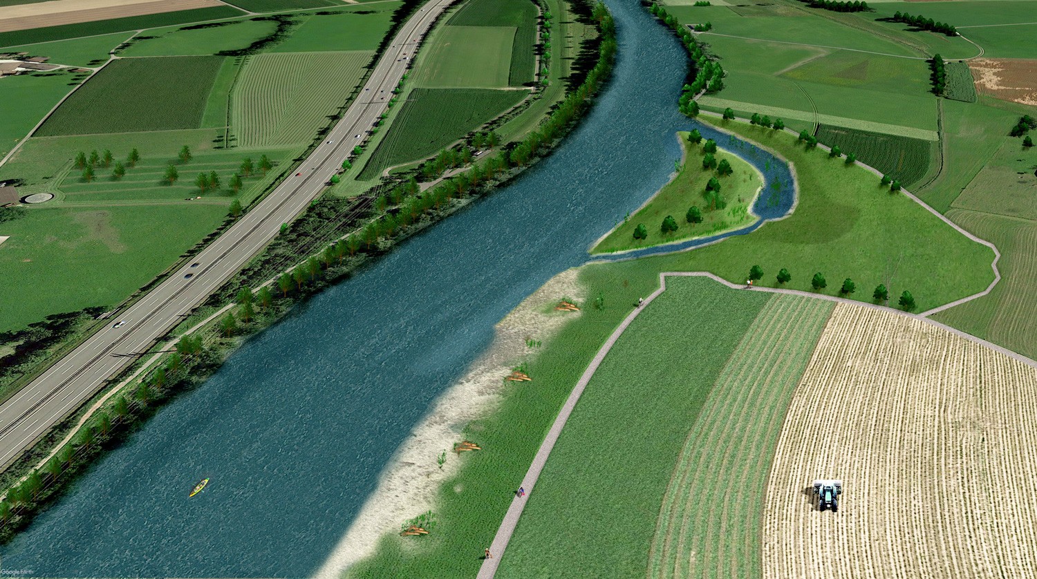 Visualisierung Hochwasserschutz Reuss Luzern Honauerschache