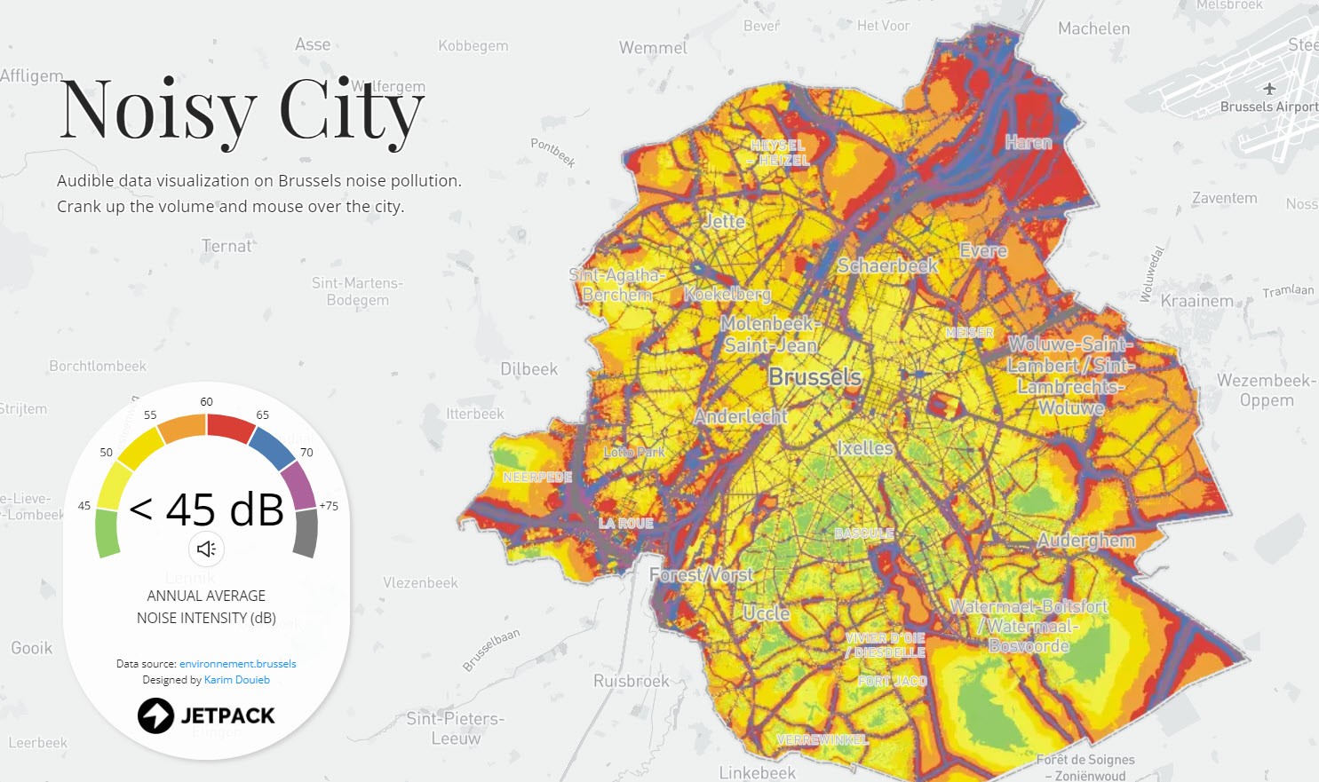 Interaktive Lärm-Karte Noisy City von Brüssel