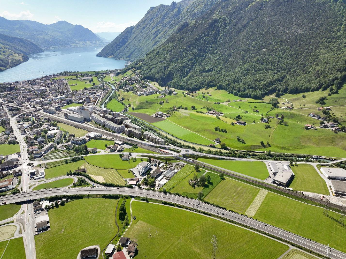 Luftbild Brunnen Nord Schwyz Ingenbohl