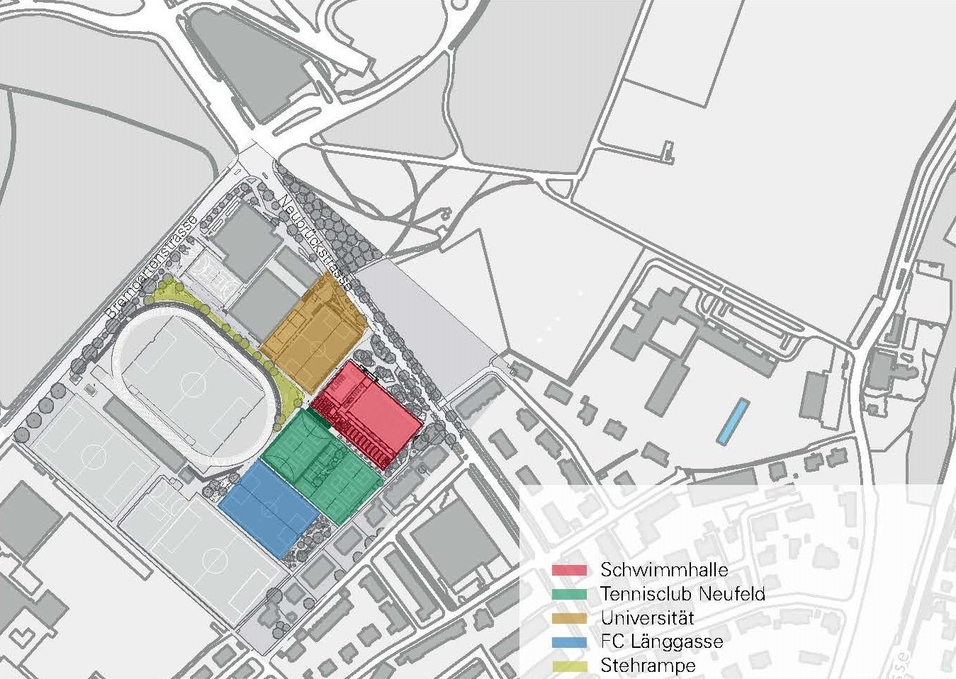 Schwimmhalle Neufeld, Bern, Situationsplan