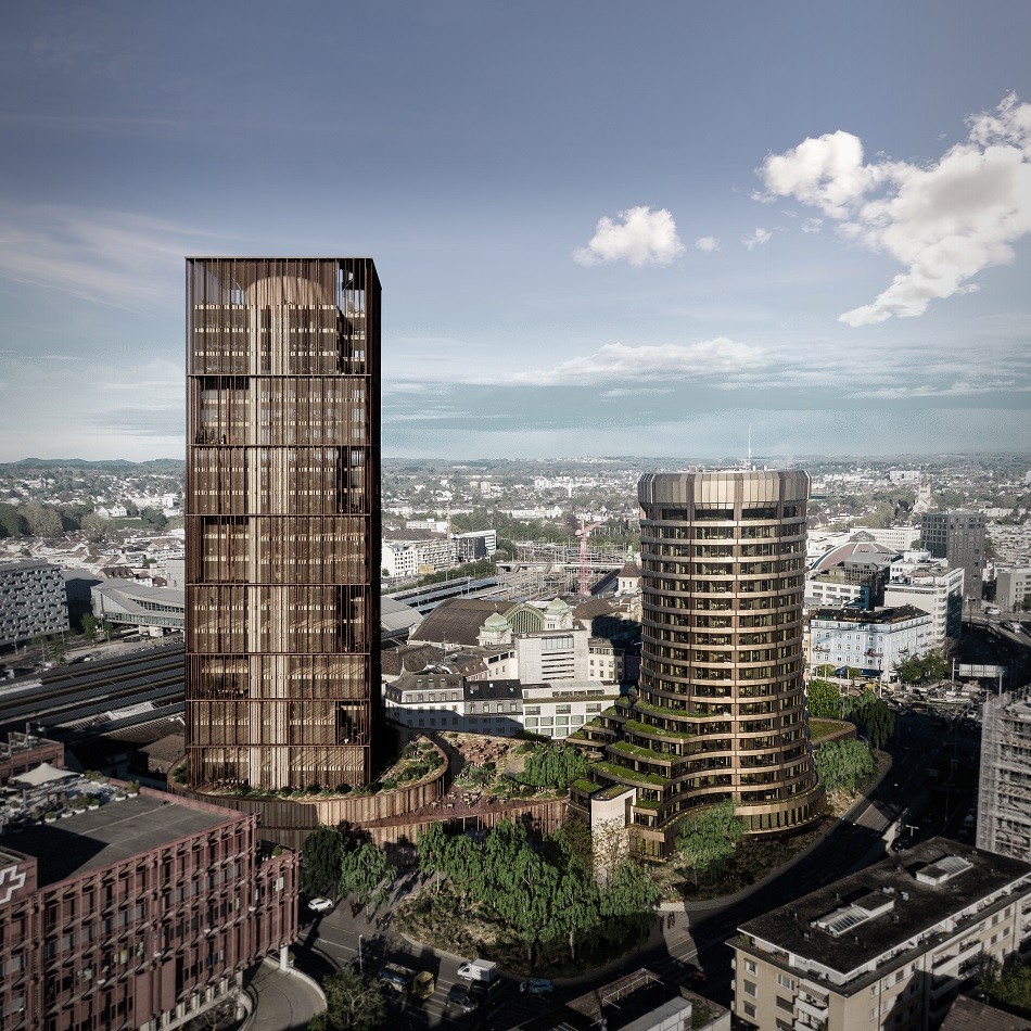 Visualisierung Neubau Turm BIZ in Basel