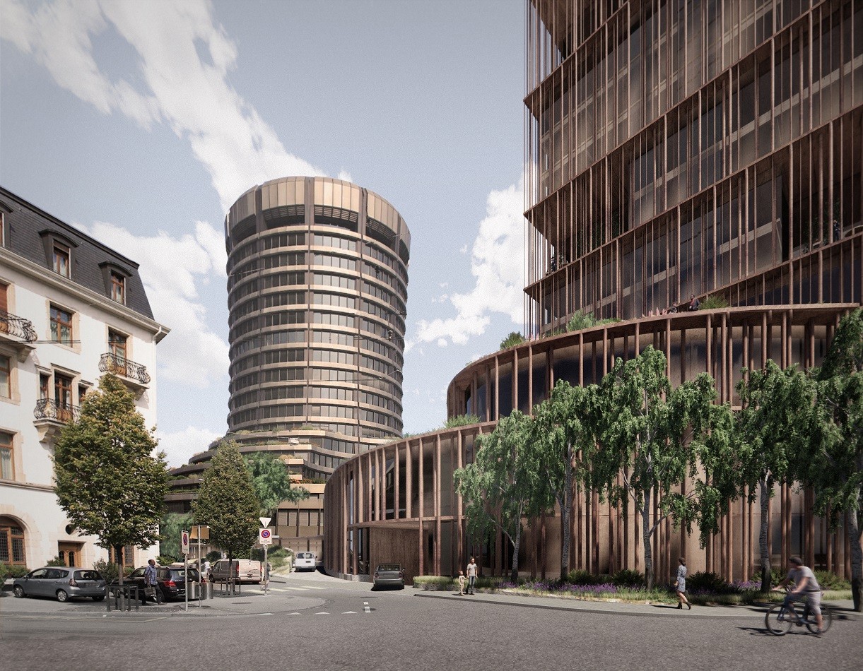 Visualisierung Neubau Turm BIZ in Basel